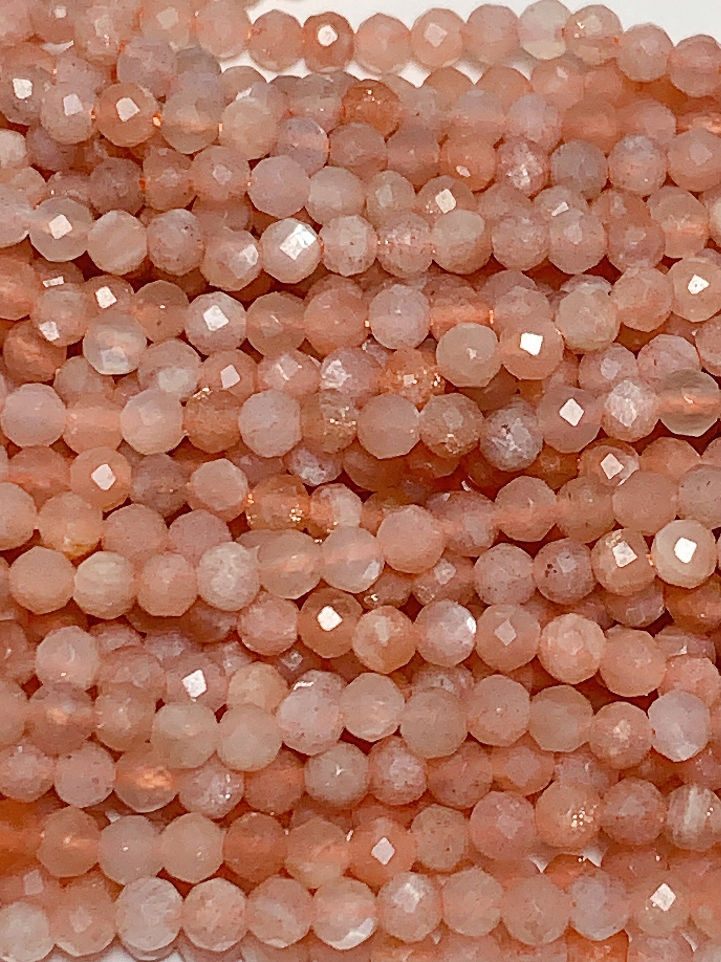 Genuine Natural Light Orange Golden Sunstone Faceted Round Beads 15.5" Strand 2mm 3mm 4mm