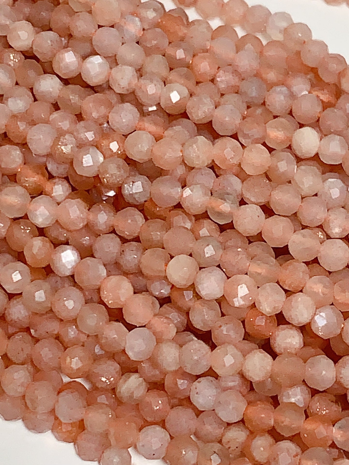 Genuine Natural Light Orange Golden Sunstone Faceted Round Beads 15.5" Strand 2mm 3mm 4mm