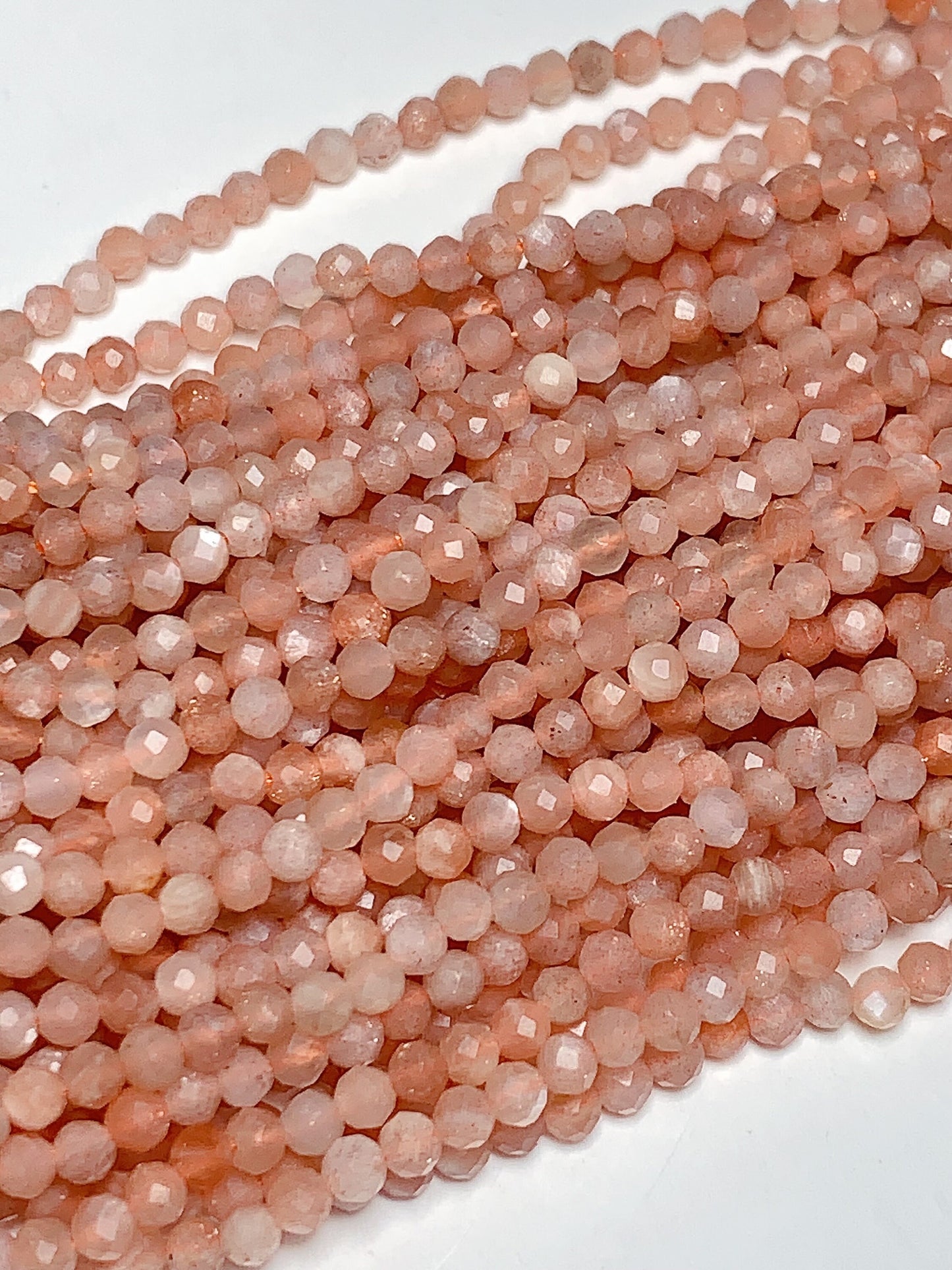 Genuine Natural Light Orange Golden Sunstone Faceted Round Beads 15.5" Strand 2mm 3mm 4mm