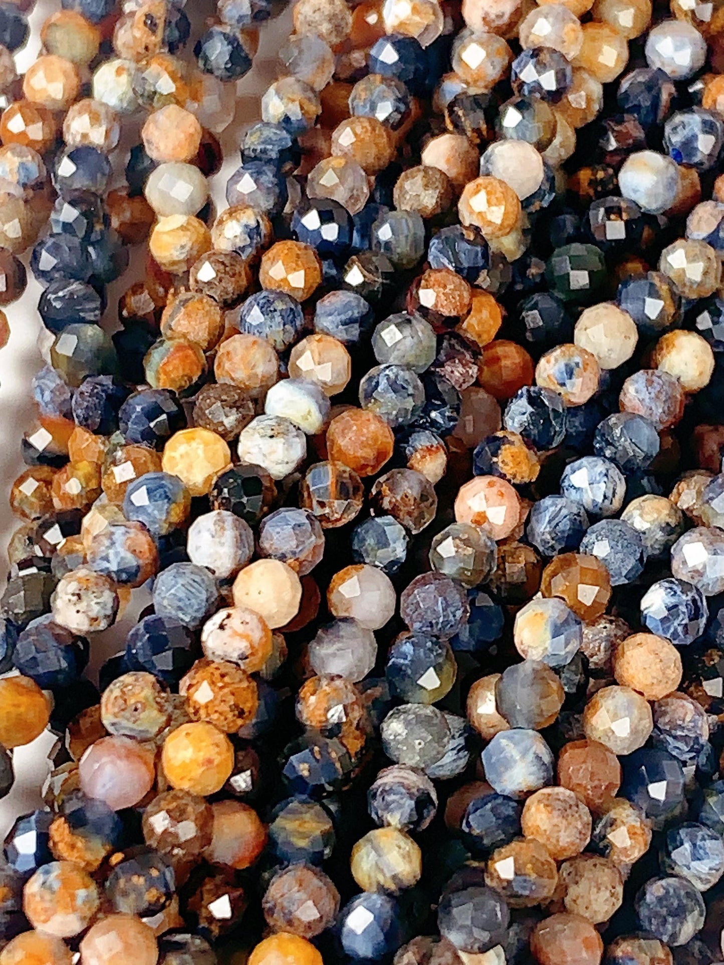 Genuine Natural Pietersite Faceted Round Beads 15.5" Strand 2mm 3mm 4mm