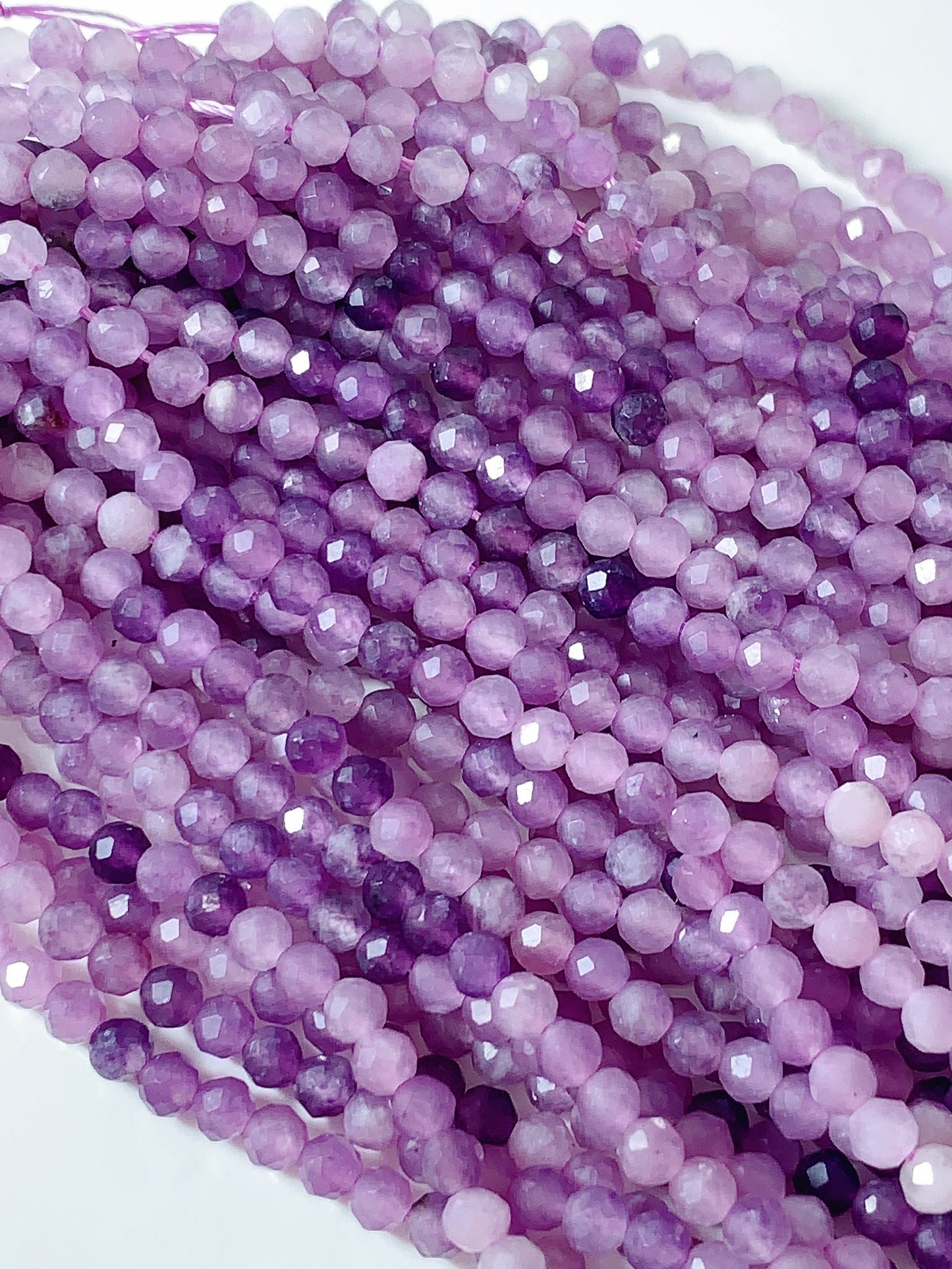 Genuine Natural Gradient Shaded Purple Lilac Lepidolite  Round Beads 15.5" Strand 2mm 3mm 4mm