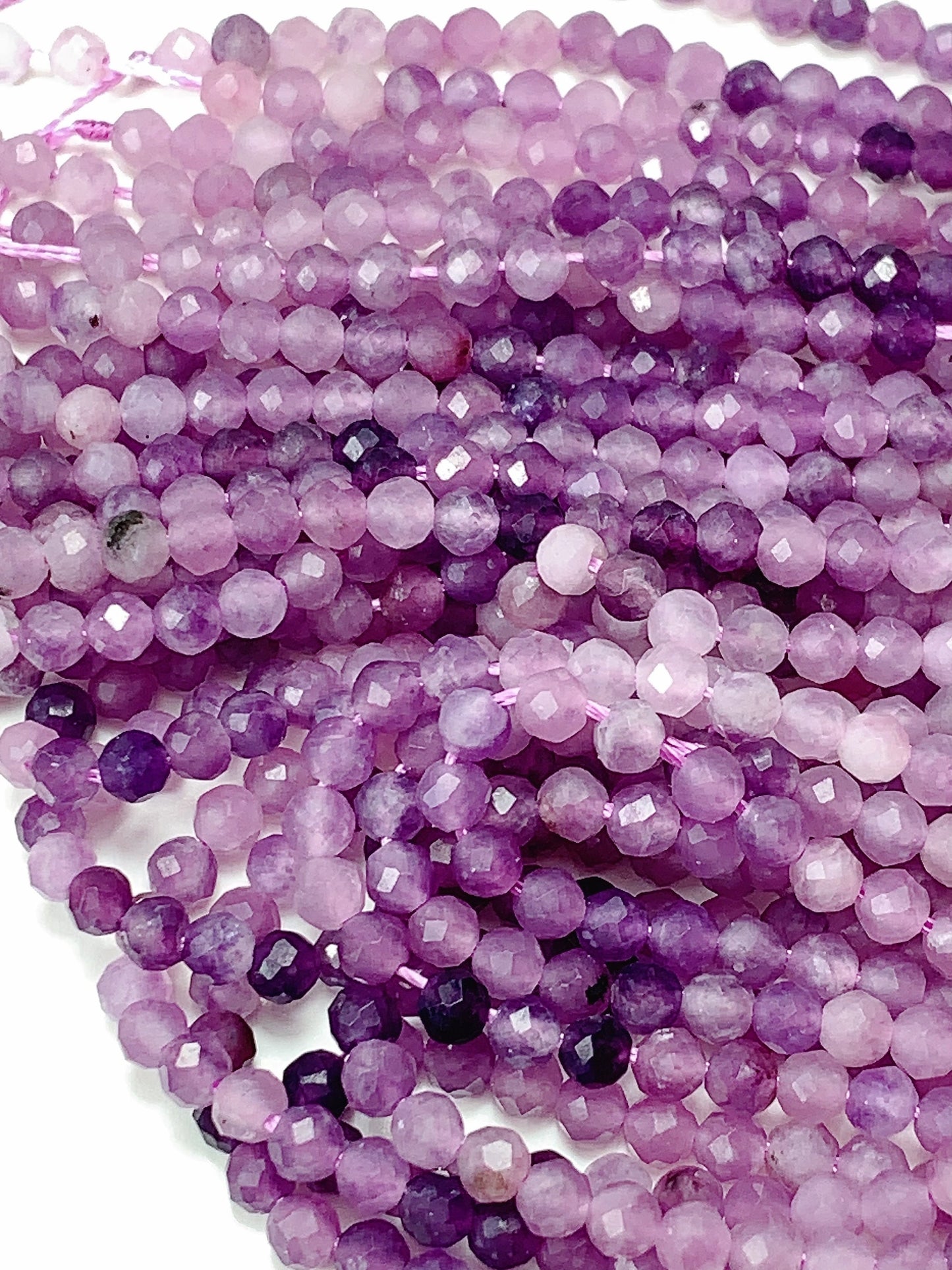 Genuine Natural Gradient Shaded Purple Lilac Lepidolite  Round Beads 15.5" Strand 2mm 3mm 4mm