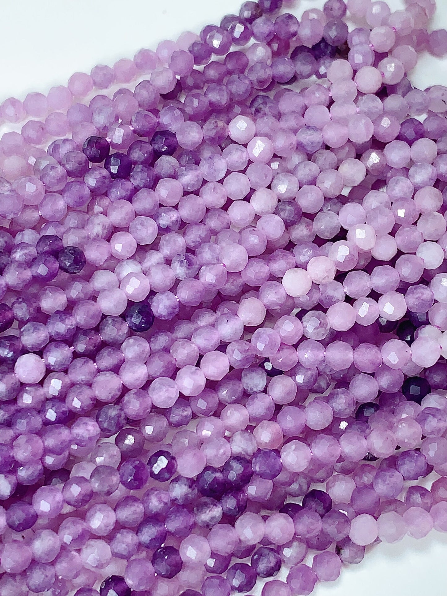 Genuine Natural Gradient Shaded Purple Lilac Lepidolite  Round Beads 15.5" Strand 2mm 3mm 4mm