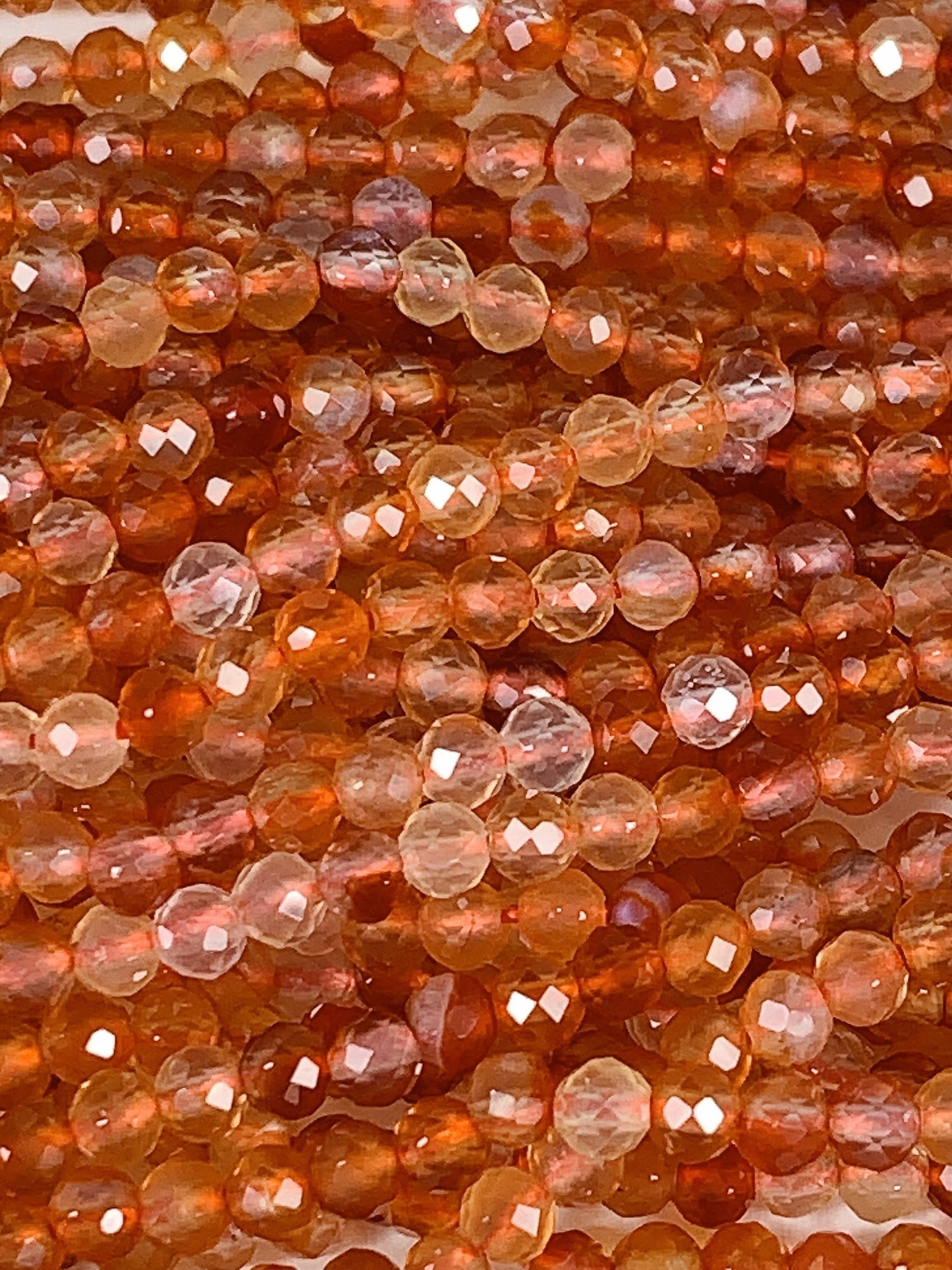 AAA Orange Red Agate Faceted Round Beads: 2mm 3mm 4mm, 15.5" Strand