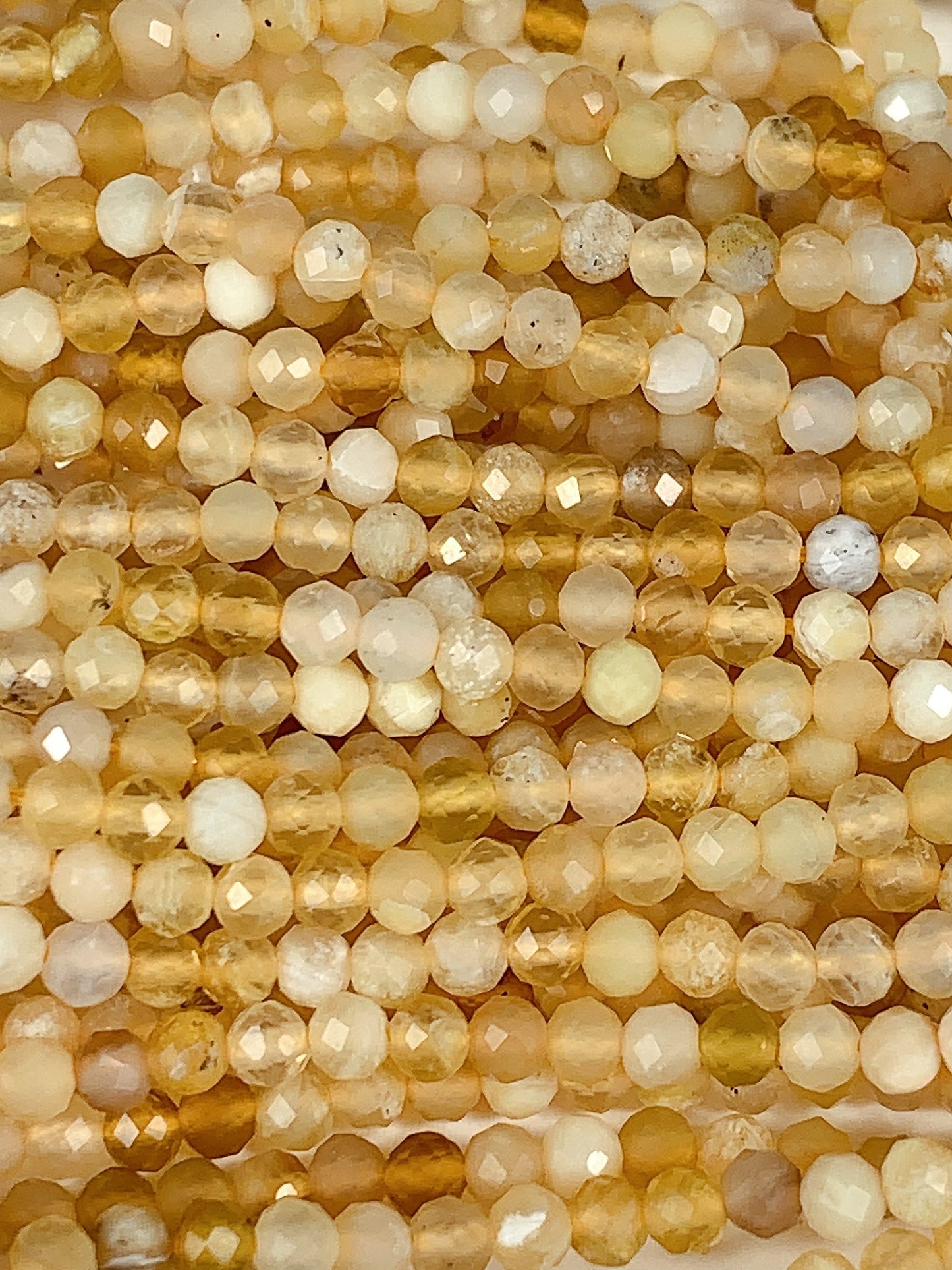 Genuine Natural Yellow Golden Opal Faceted Round Beads 15.5" Strand 2mm 3mm 4mm