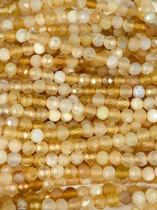 Genuine Natural Yellow Golden Opal Faceted Round Beads 15.5" Strand 2mm 3mm 4mm
