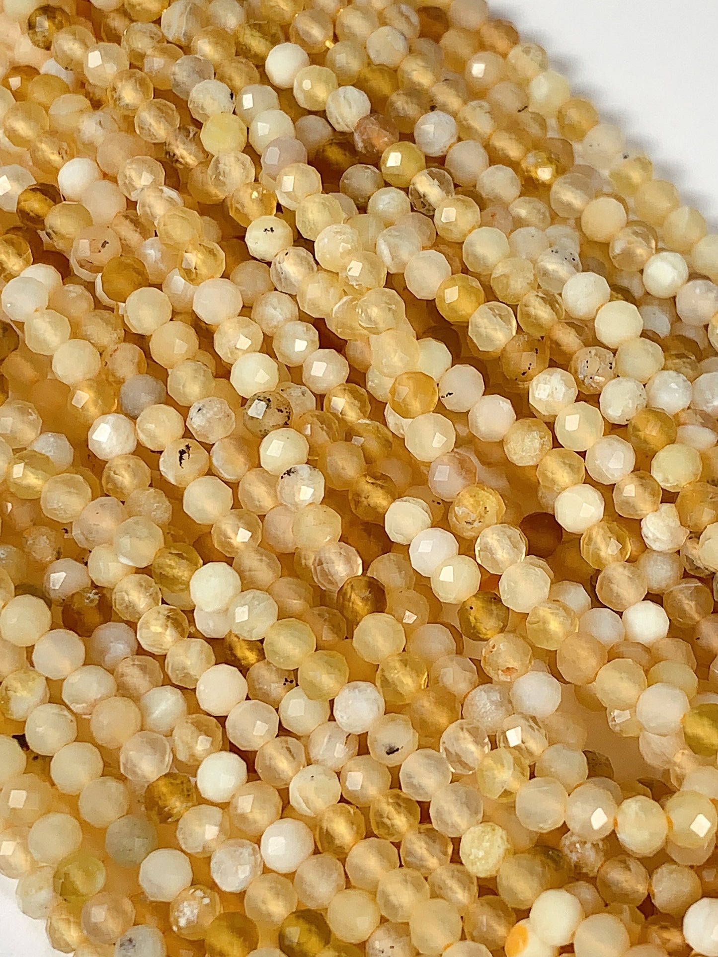 Genuine Natural Yellow Golden Opal Faceted Round Beads 15.5" Strand 2mm 3mm 4mm