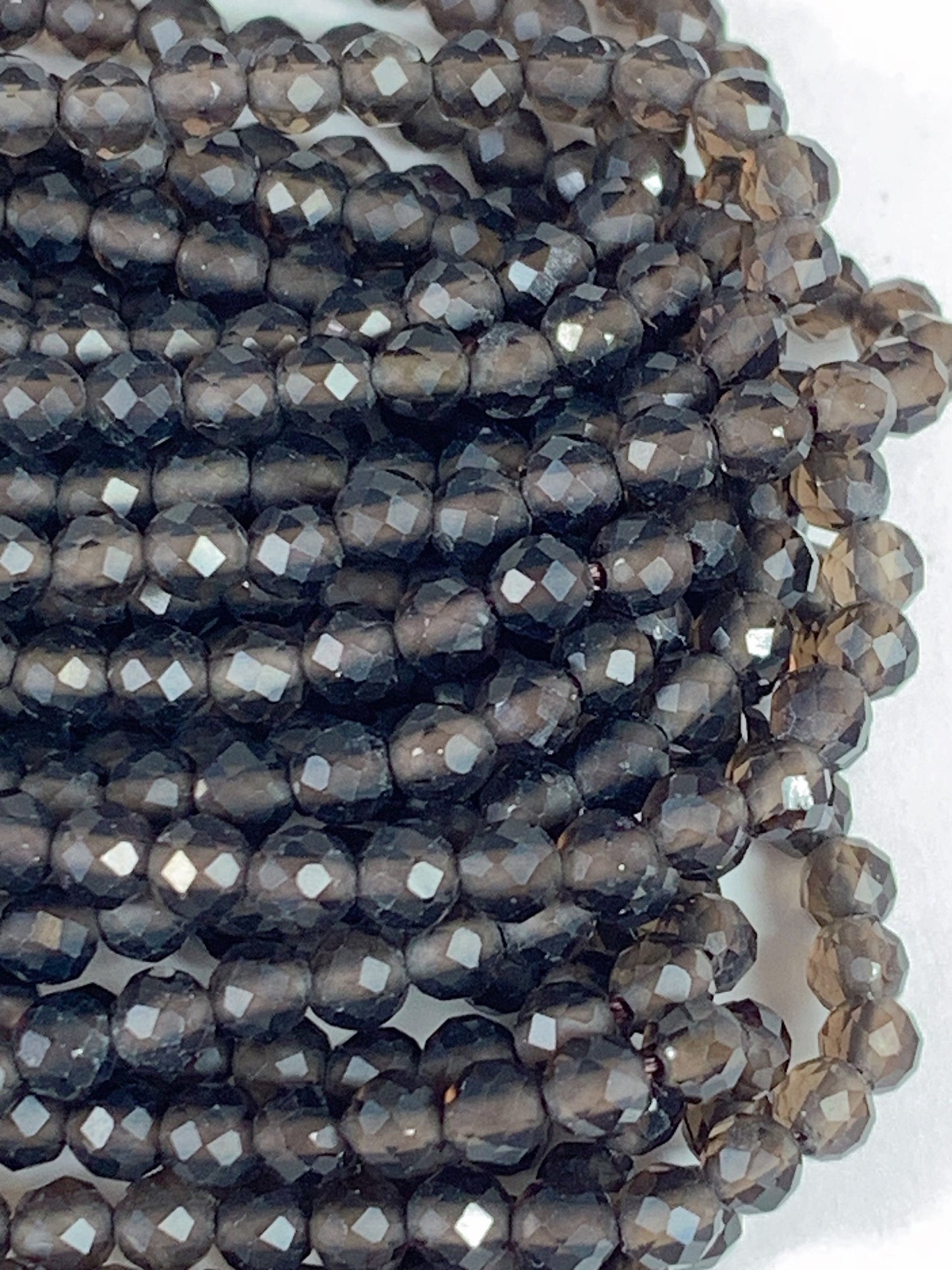 Grade AAA+ Genuine Natural Smoky Quartz  Faceted Round Beads 15.5" Strand 2mm 3mm 4mm