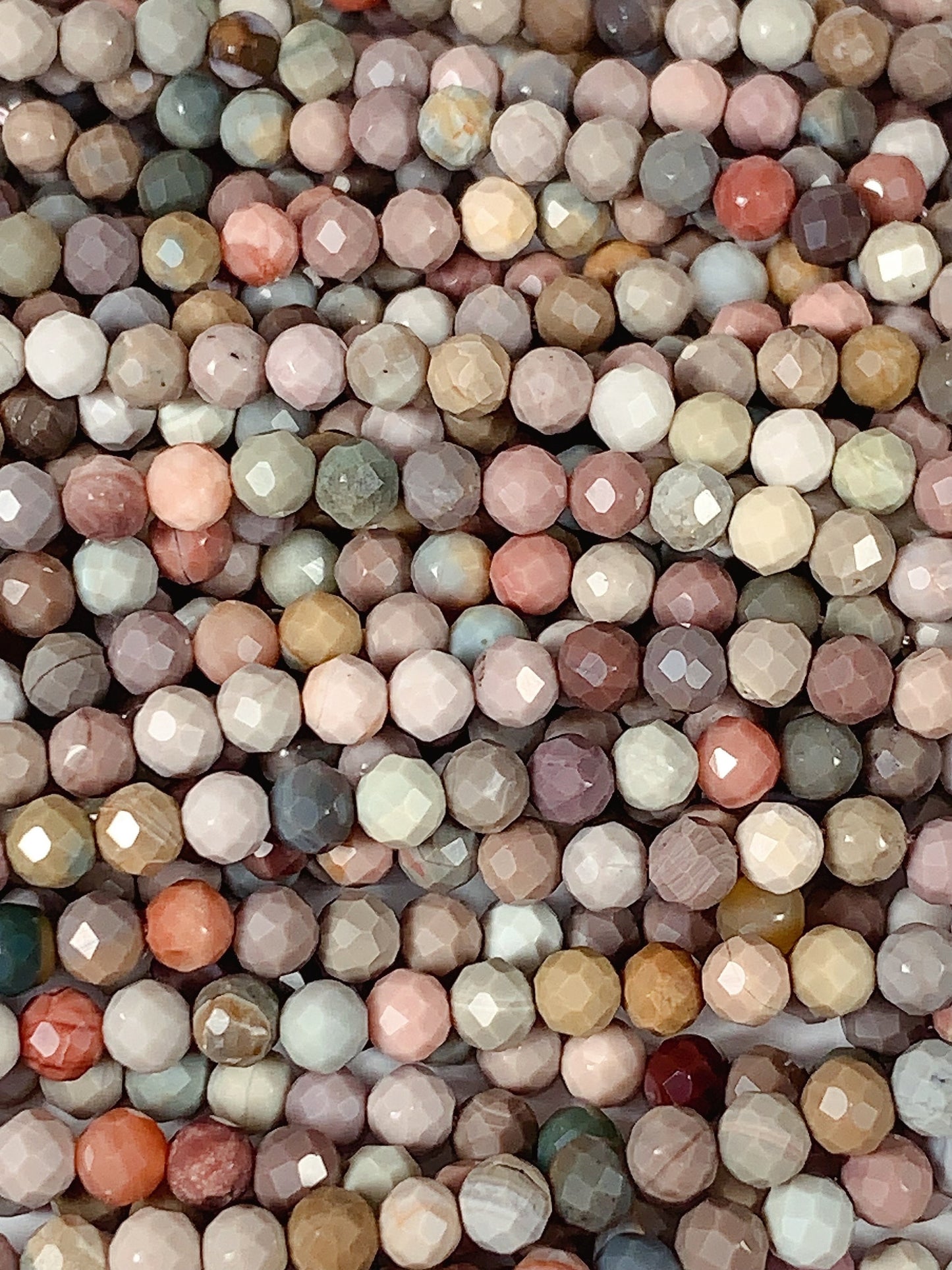 Rainbow Agate Faceted Round Beads: Natural Alashan Mongolia Gemstone (15.5" Strand)
