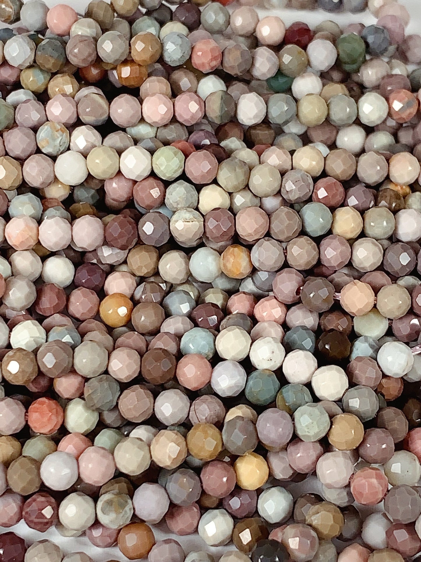 Rainbow Agate Faceted Round Beads: Natural Alashan Mongolia Gemstone (15.5" Strand)