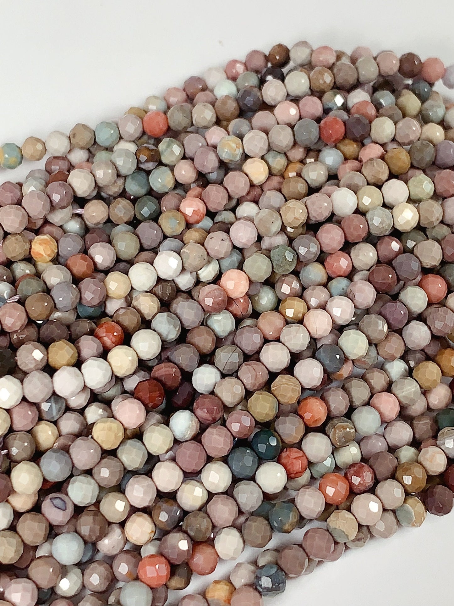 Rainbow Agate Faceted Round Beads: Natural Alashan Mongolia Gemstone (15.5" Strand)