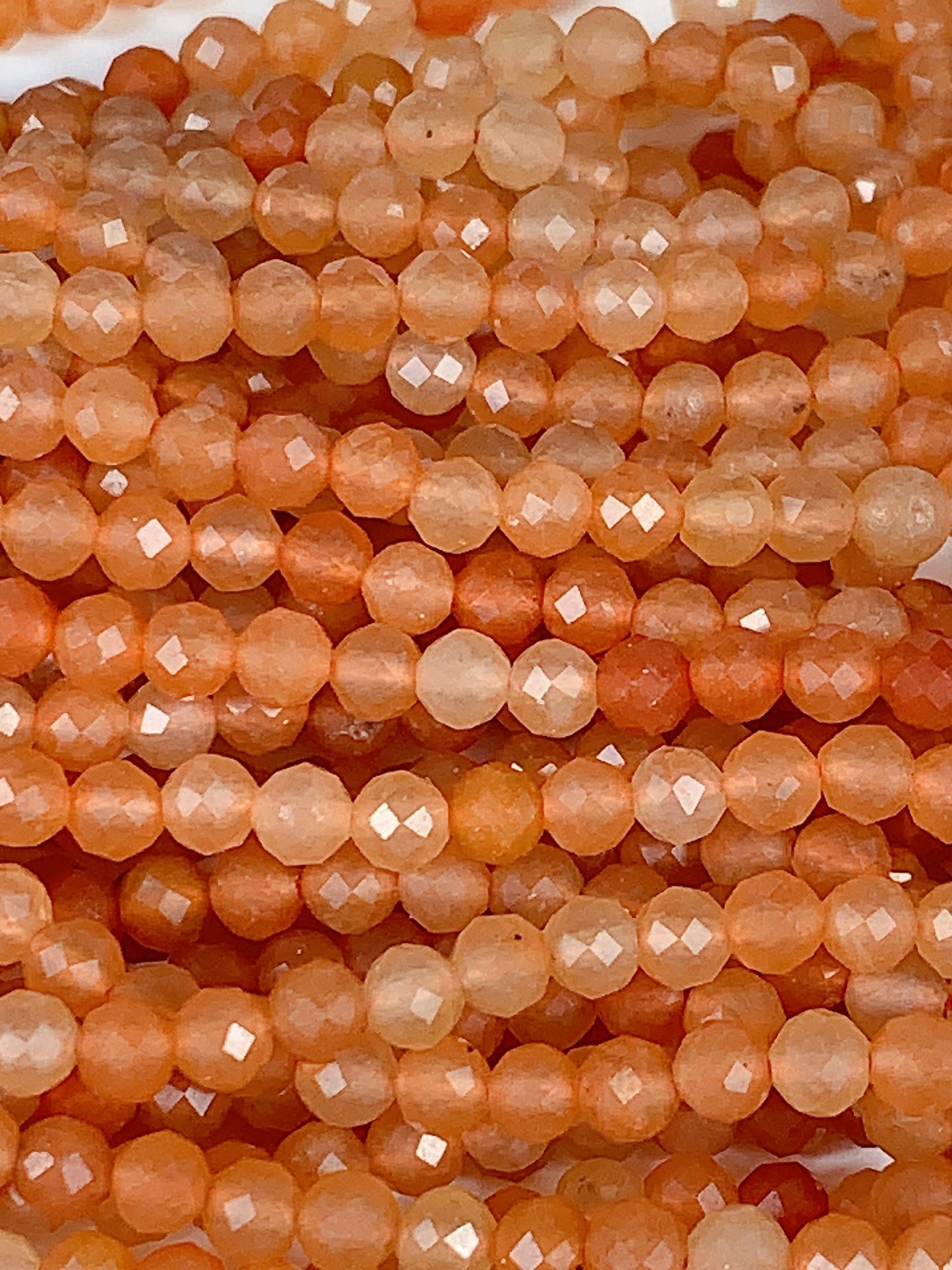 Grade AAA Genuine Natural Orange Red Aventurine Faceted Round Beads 15.5" Strand 2mm 3mm 4mm