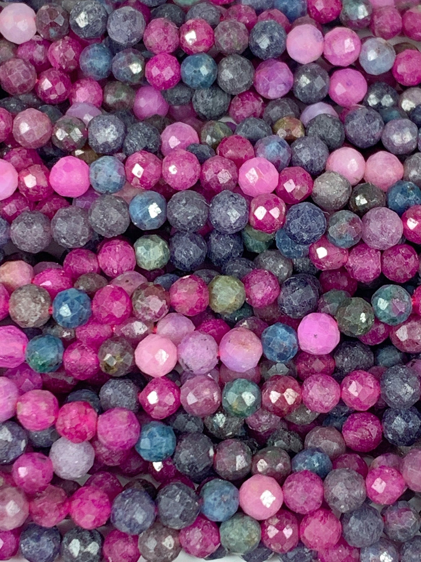 Faceted Ruby Sapphire Beads: Natural Purple Red Blue Gemstone Strand