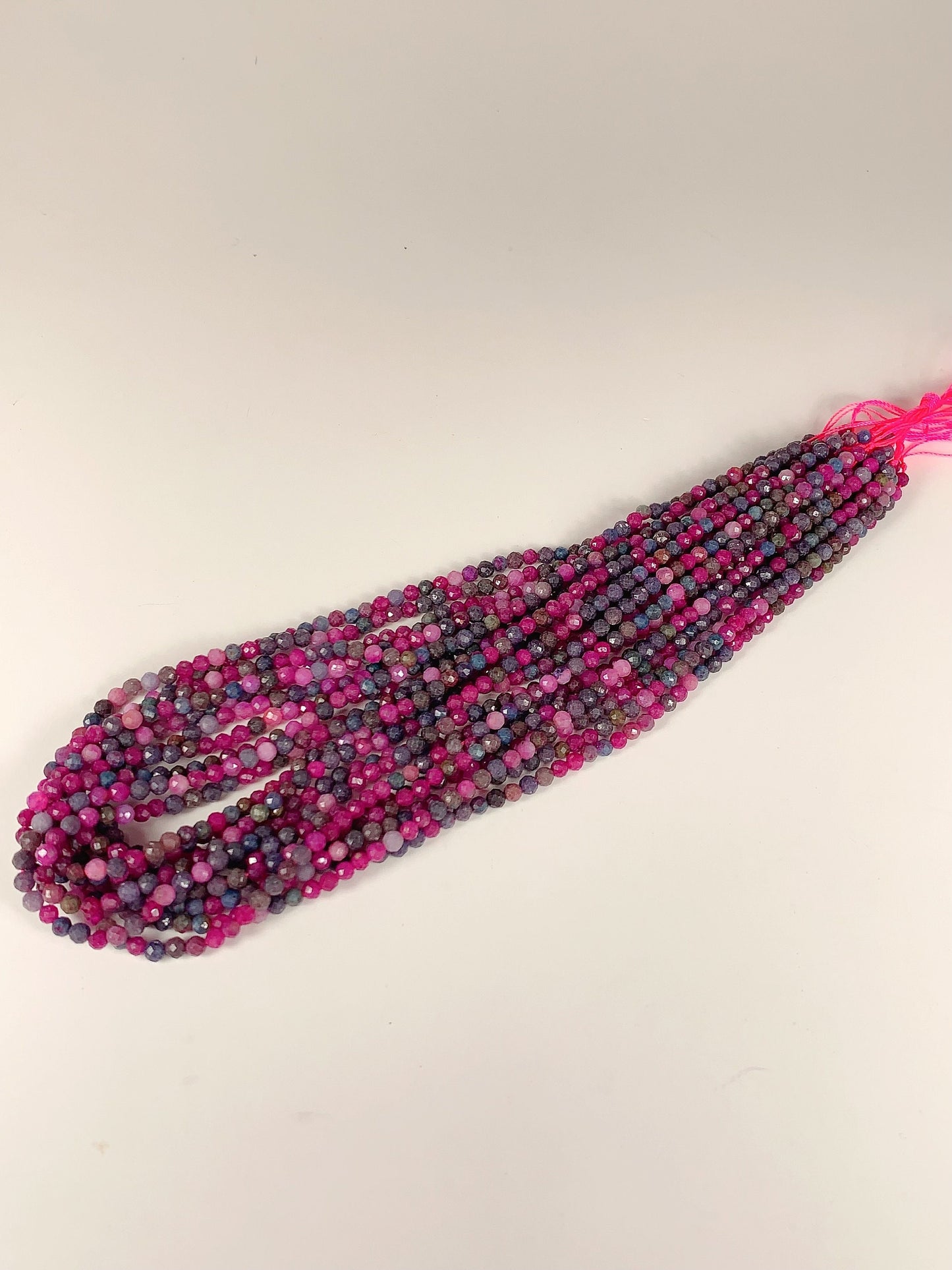 Faceted Ruby Sapphire Beads: Natural Purple Red Blue Gemstone Strand