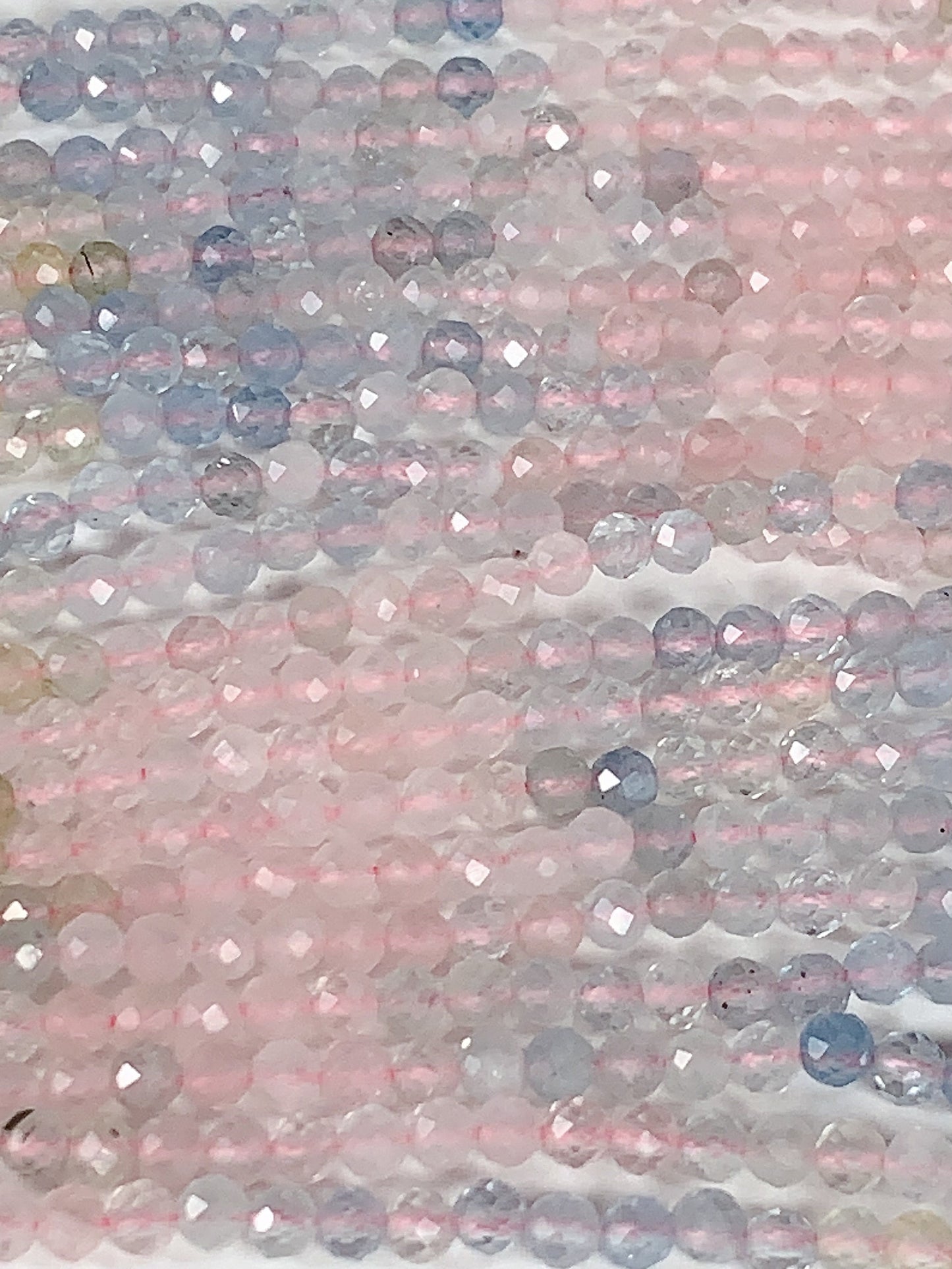 AAA Pink Blue Morganite Faceted Round Beads: Natural Gemstone Strand