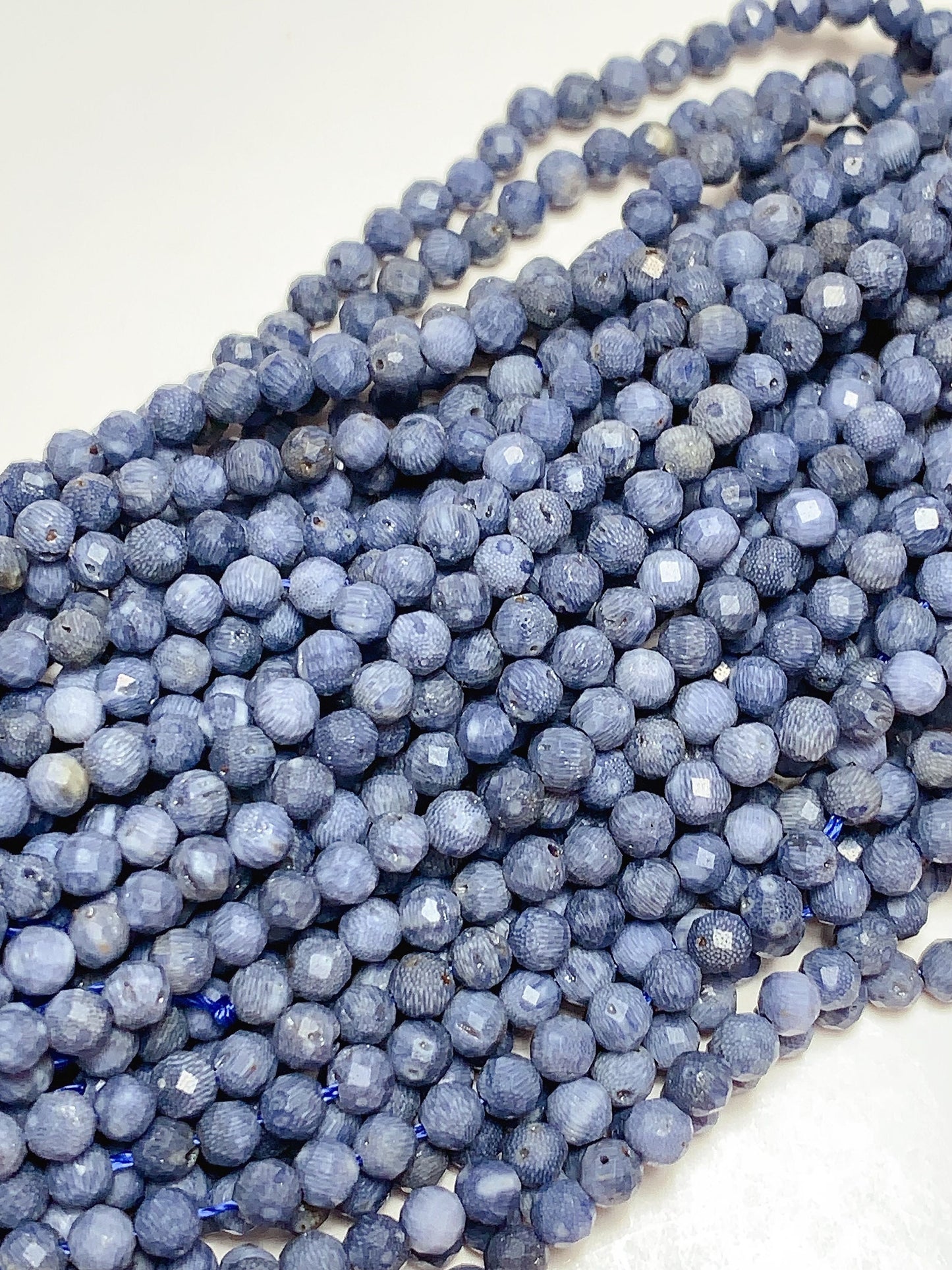 Genuine Natural Blue Coral Faceted Round Beads 15.5" Strand 2mm 3mm 4mm