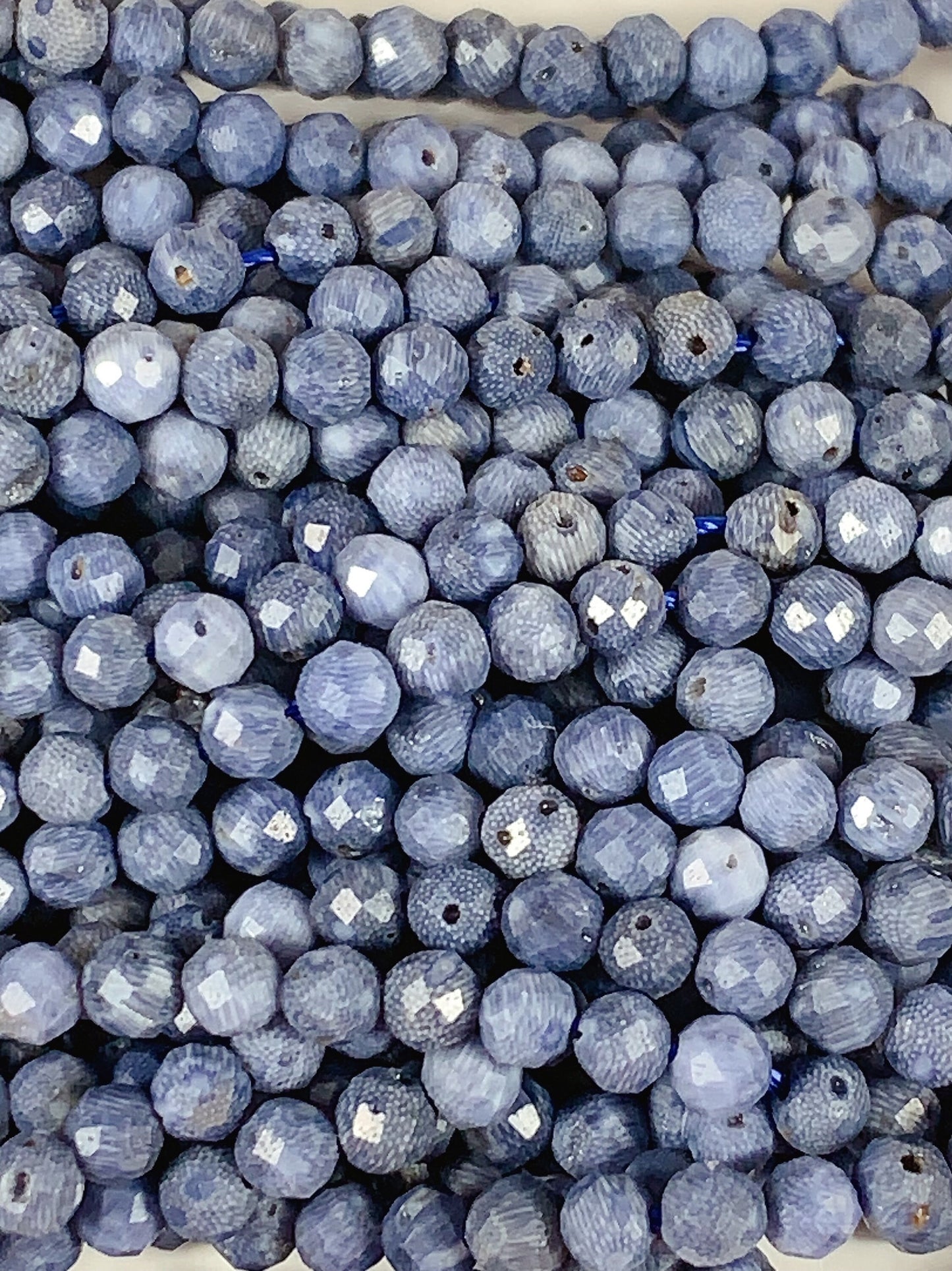 Genuine Natural Blue Coral Faceted Round Beads 15.5" Strand 2mm 3mm 4mm