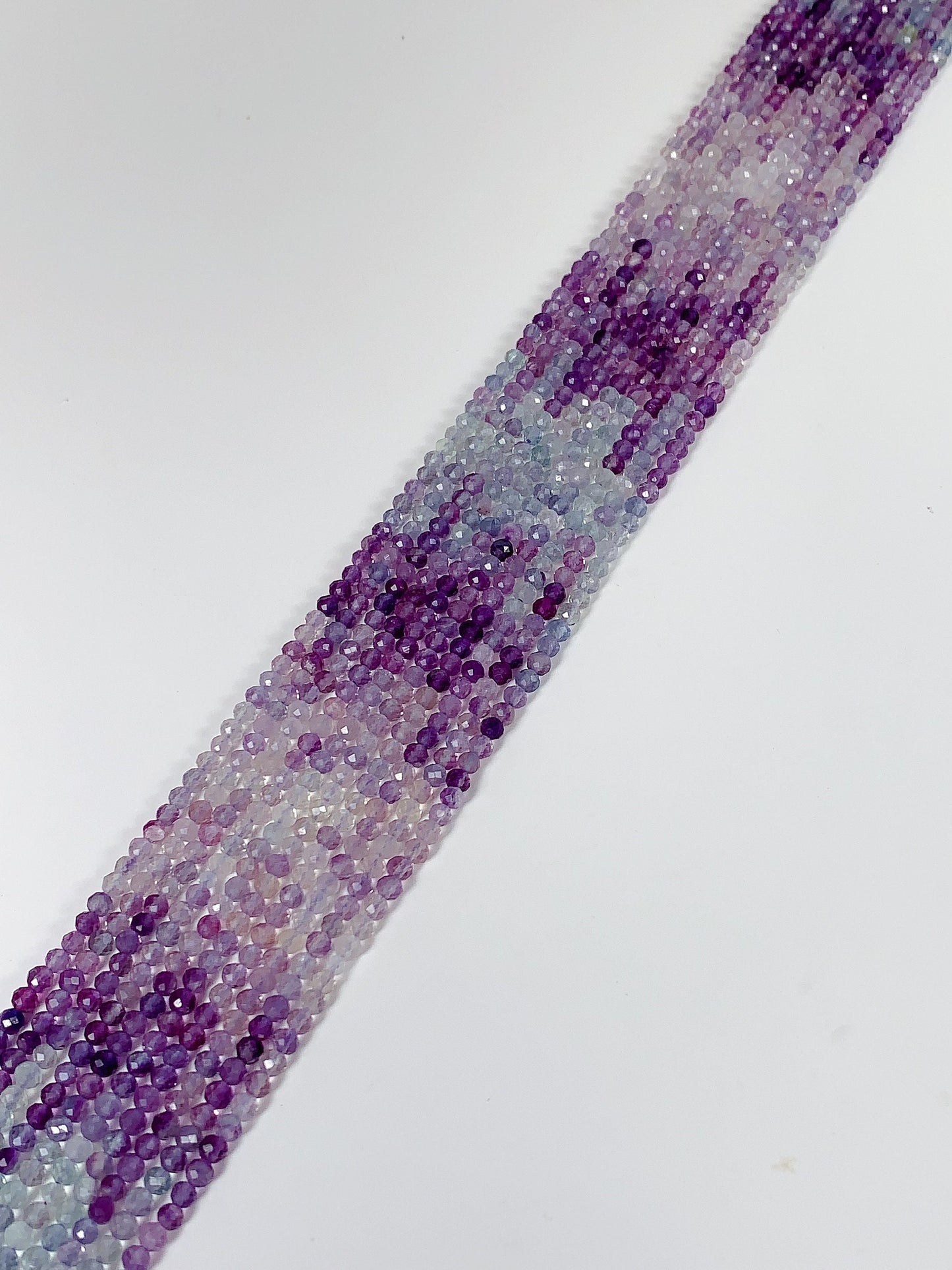 AAA Natural Rainbow Fluorite Faceted Round Beads: 15.5 Strand  Purple, Blue, Clear, Green  3mm 4mm
