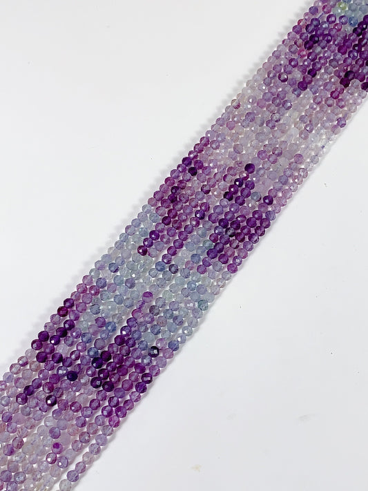 AAA Natural Rainbow Fluorite Faceted Round Beads: 15.5 Strand  Purple, Blue, Clear, Green  3mm 4mm