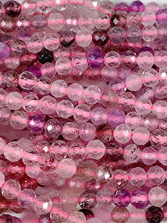 Pink Purple Super 7 Crystal Beads: Faceted Round, 15.5" Strand