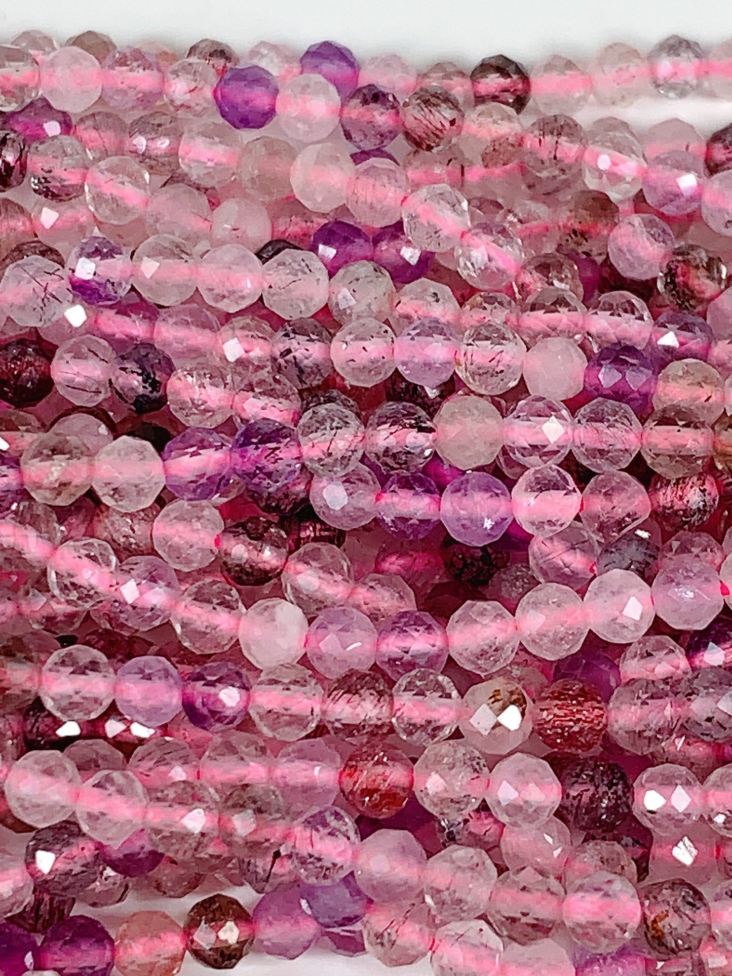 Pink Purple Super 7 Crystal Beads: Faceted Round, 15.5" Strand