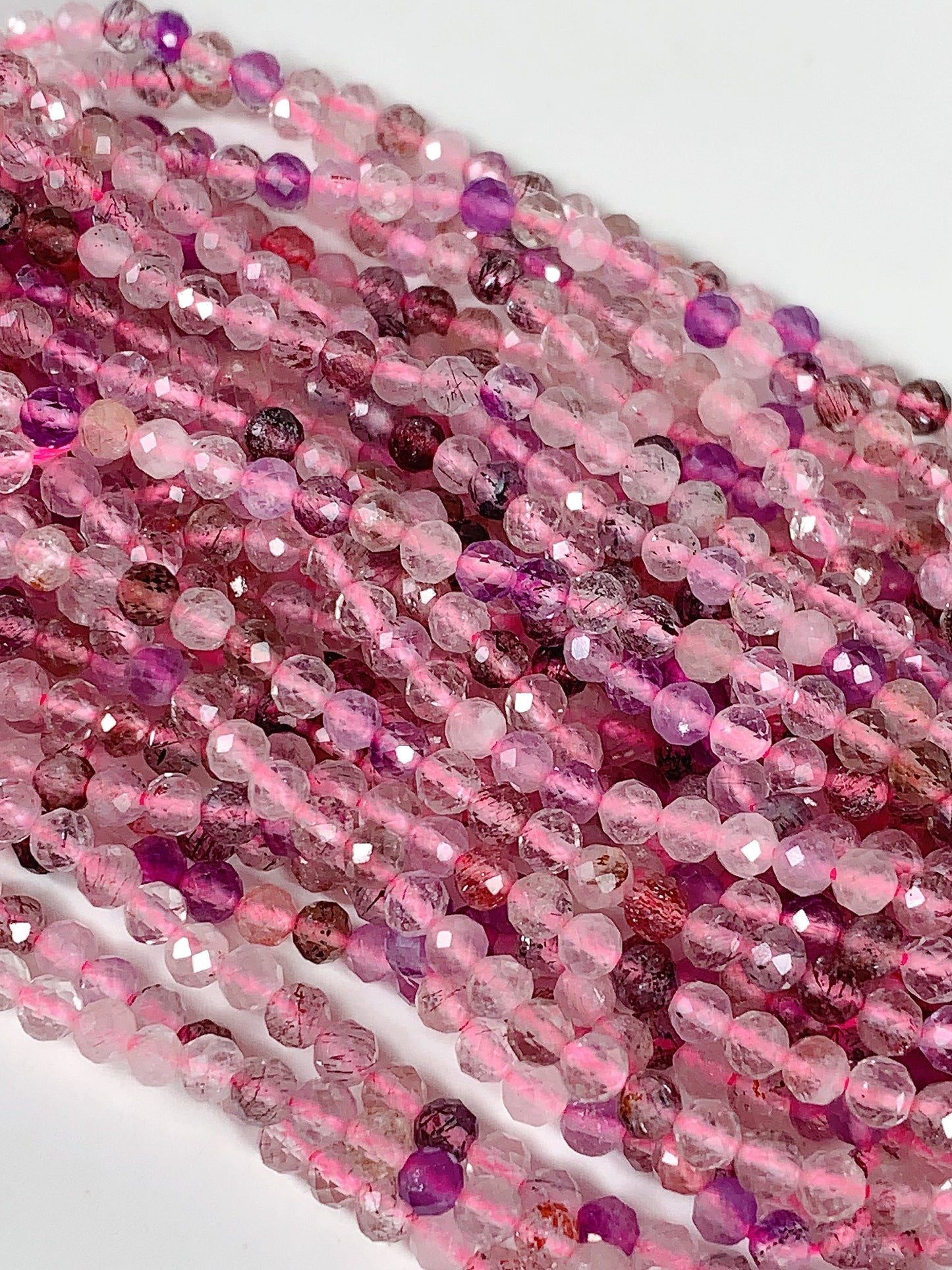 Pink Purple Super 7 Crystal Beads: Faceted Round, 15.5" Strand