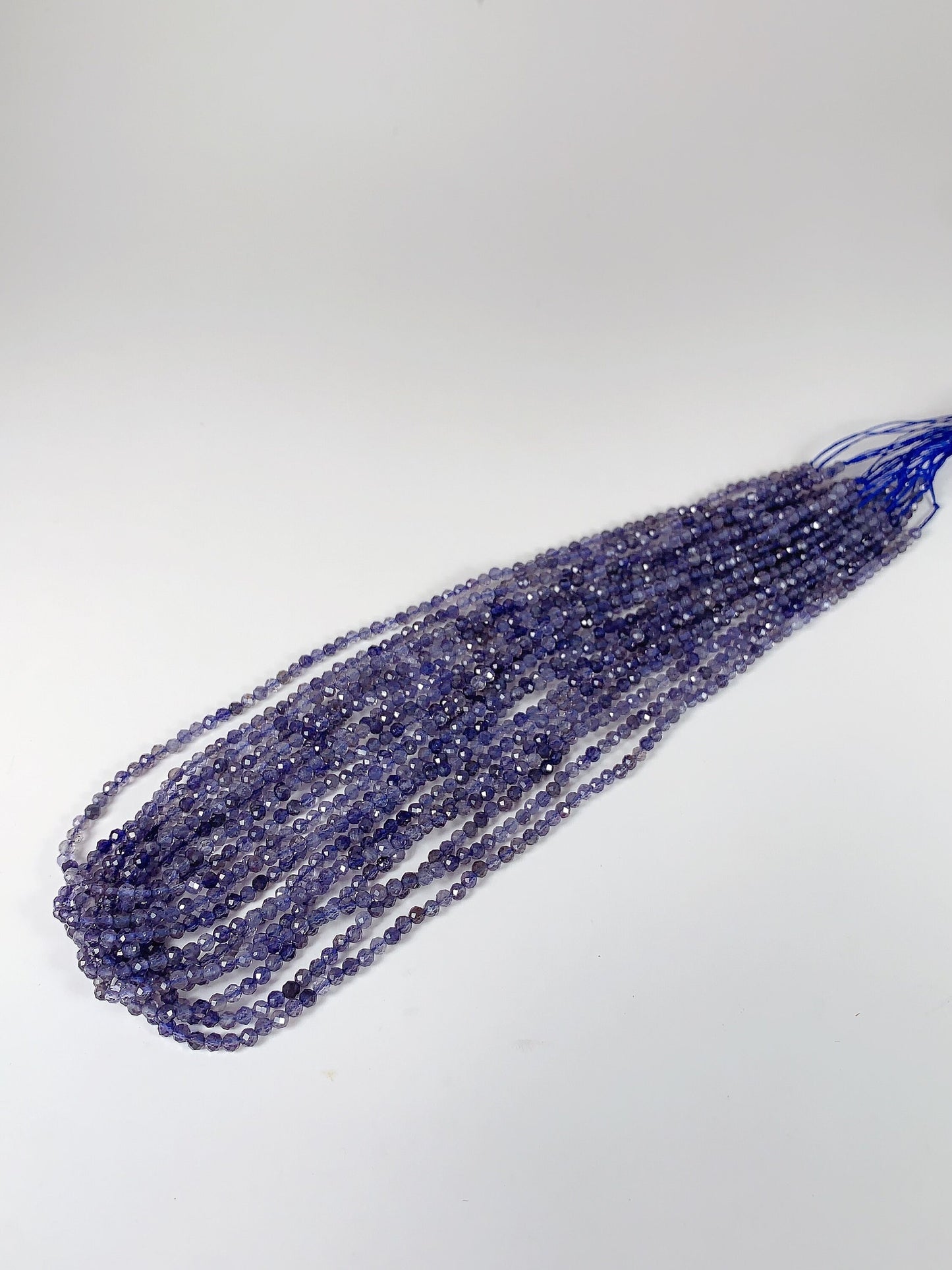 AAA Natural Blue Iolite Cordierite Faceted Round Beads (15.5" Strand)