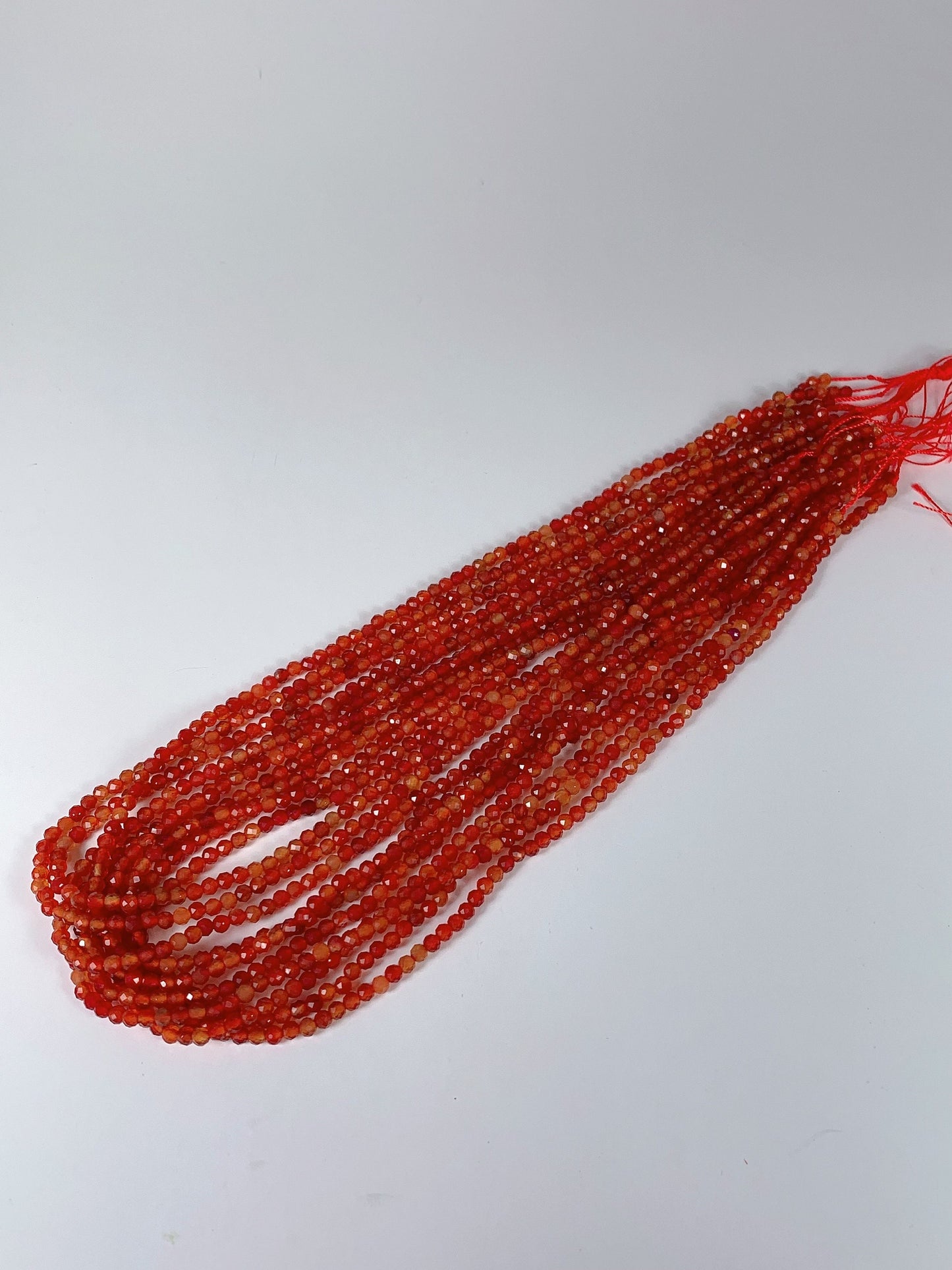 Deep Orange Red Agate Faceted Round Beads 15.5" Strand 2mm 3mm 4mm