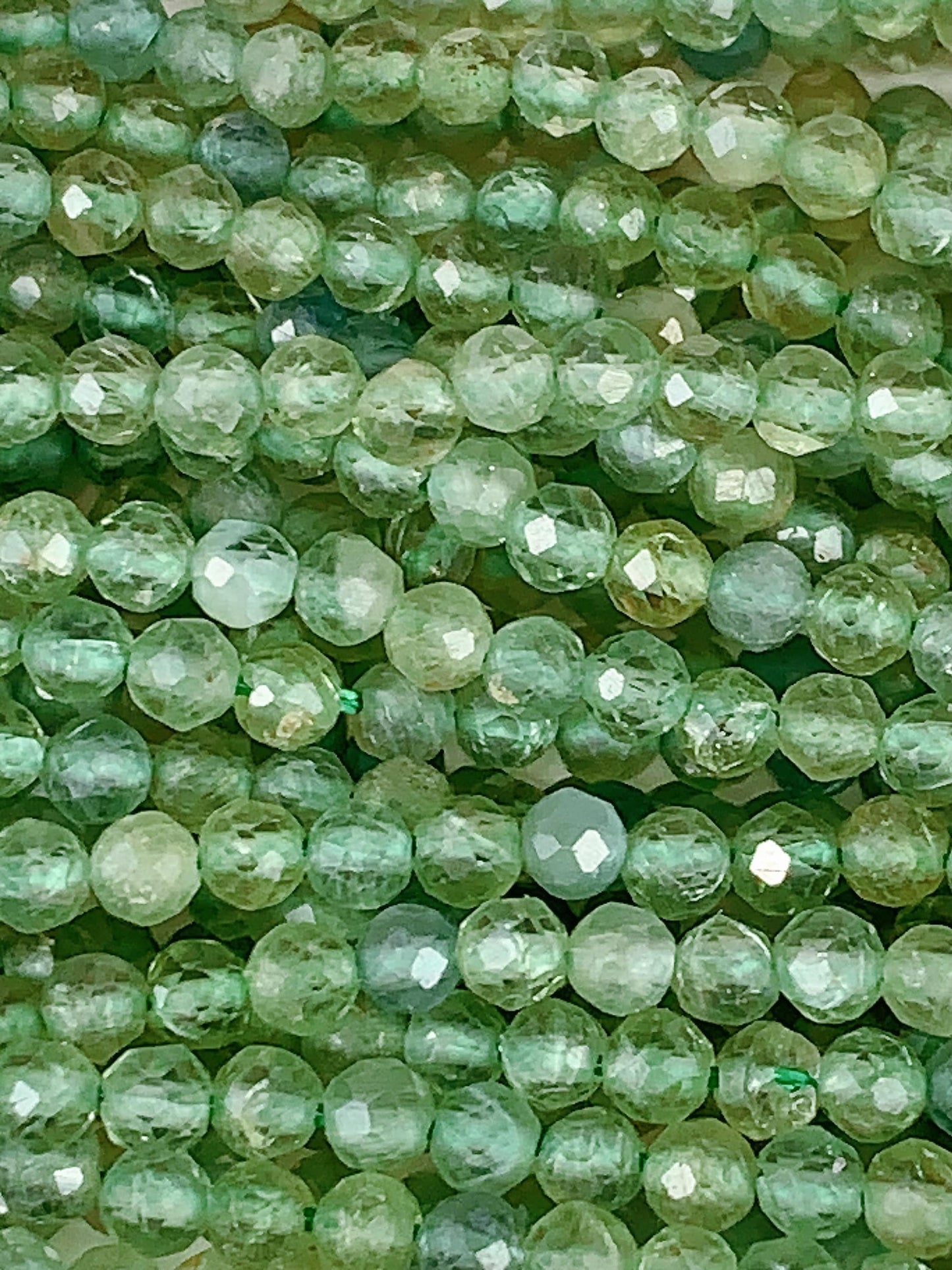 Genuine Natural Green Apatite Faceted Round Beads 15.5" Strand 2mm 3mm 4mm
