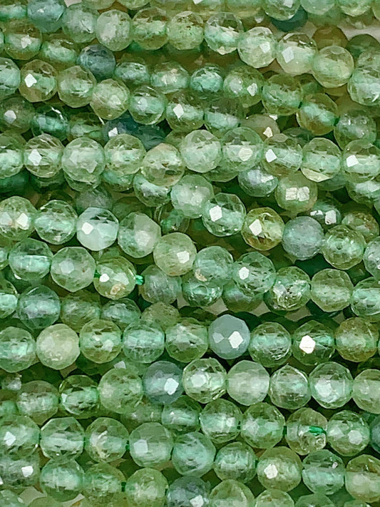 Genuine Natural Green Apatite Faceted Round Beads 15.5" Strand 2mm 3mm 4mm