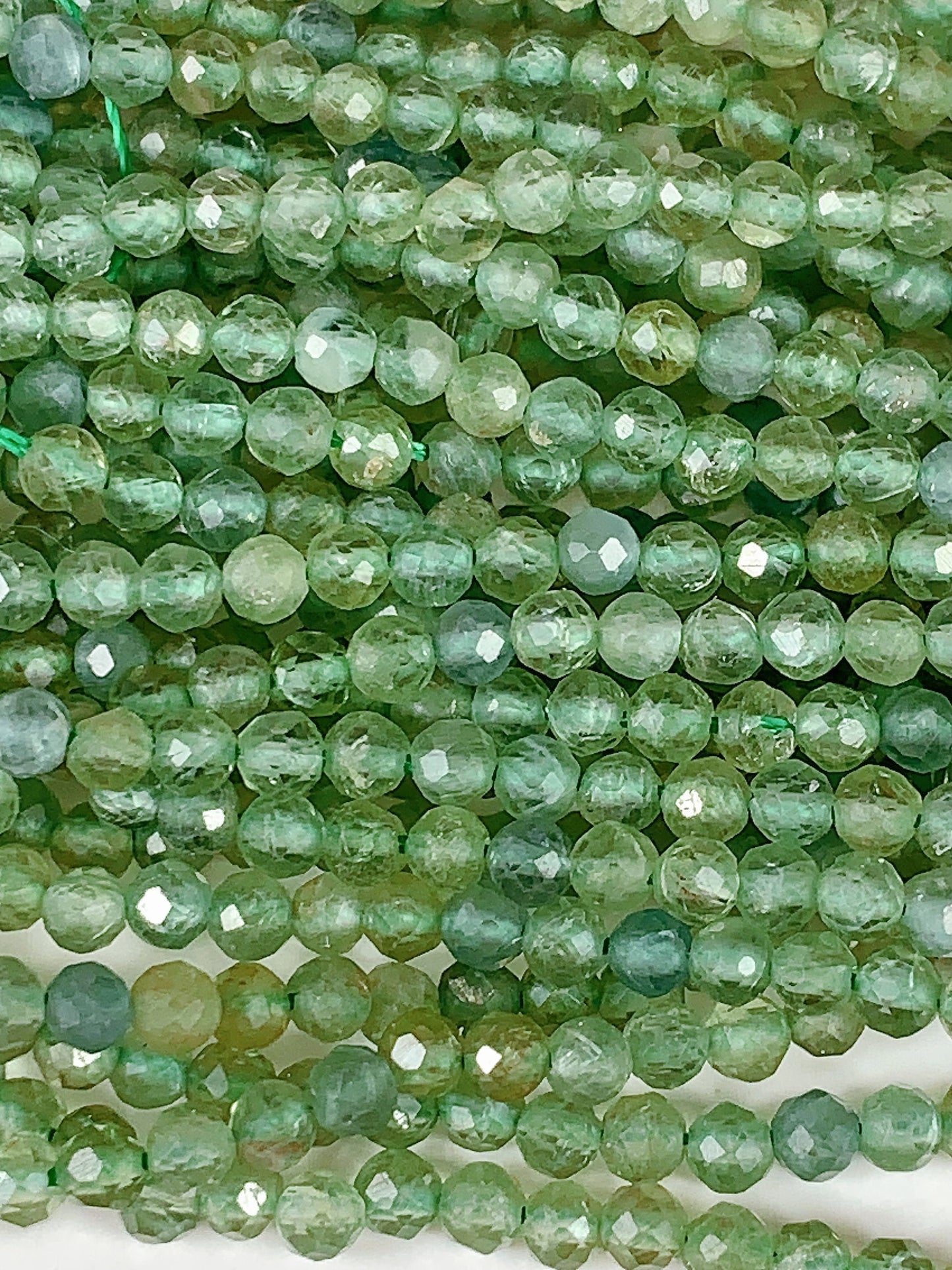 Genuine Natural Green Apatite Faceted Round Beads 15.5" Strand 2mm 3mm 4mm