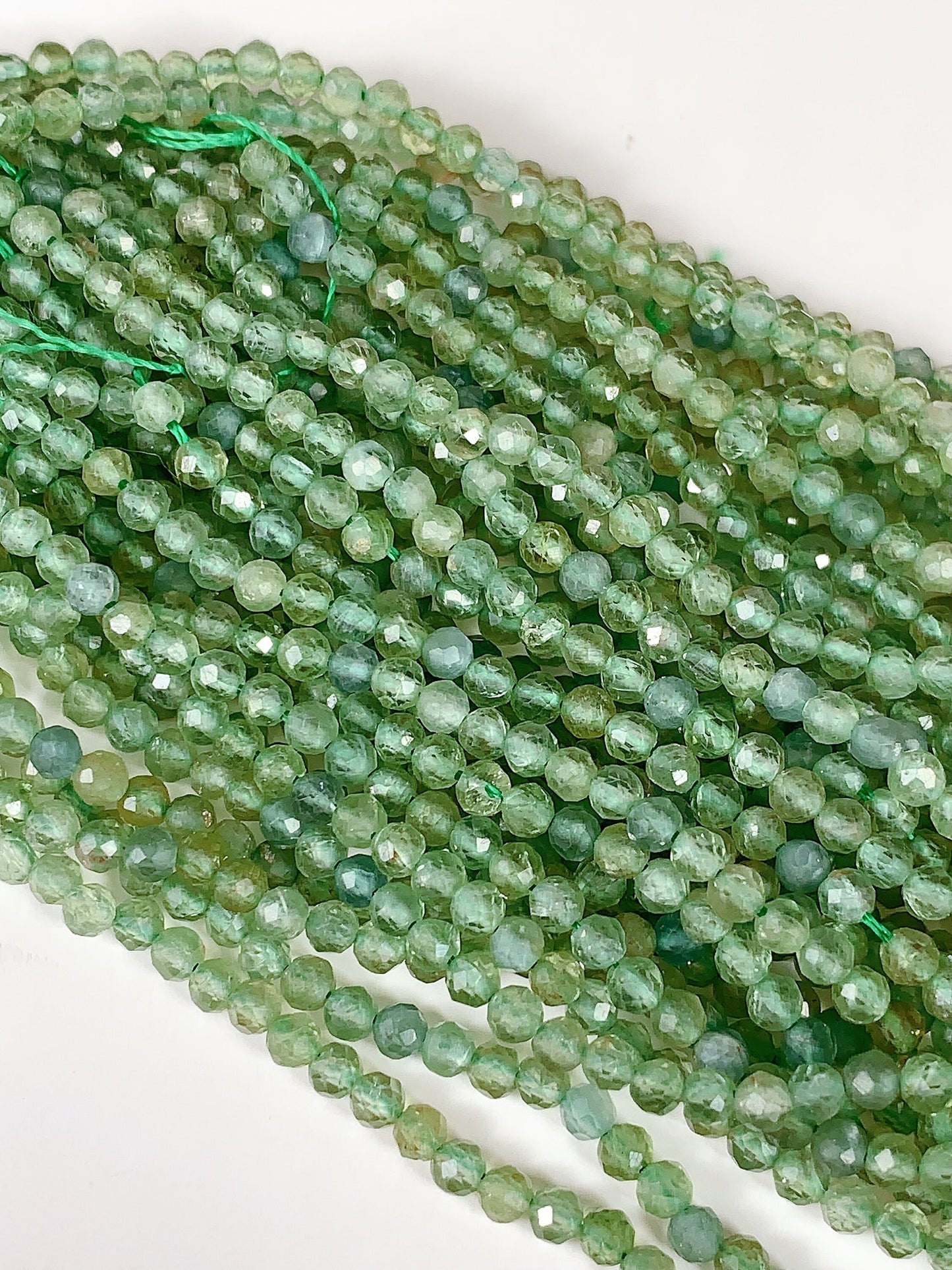 Genuine Natural Green Apatite Faceted Round Beads 15.5" Strand 2mm 3mm 4mm