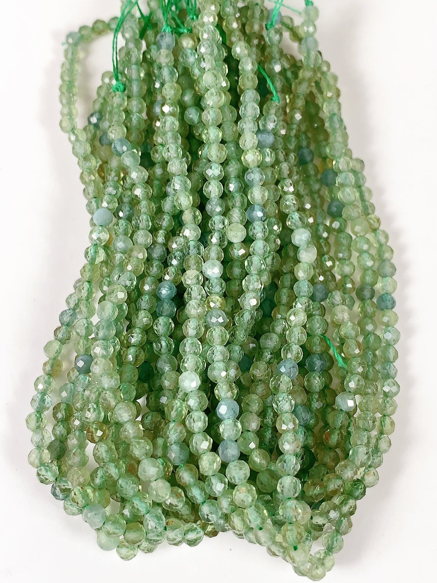 Genuine Natural Green Apatite Faceted Round Beads 15.5" Strand 2mm 3mm 4mm