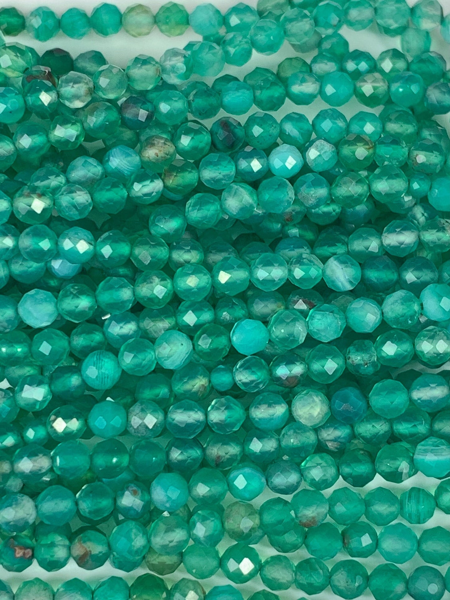 Natural Dyed Green Agate Faceted Round Beads 15.5" Strand 2mm 3mm 4mm