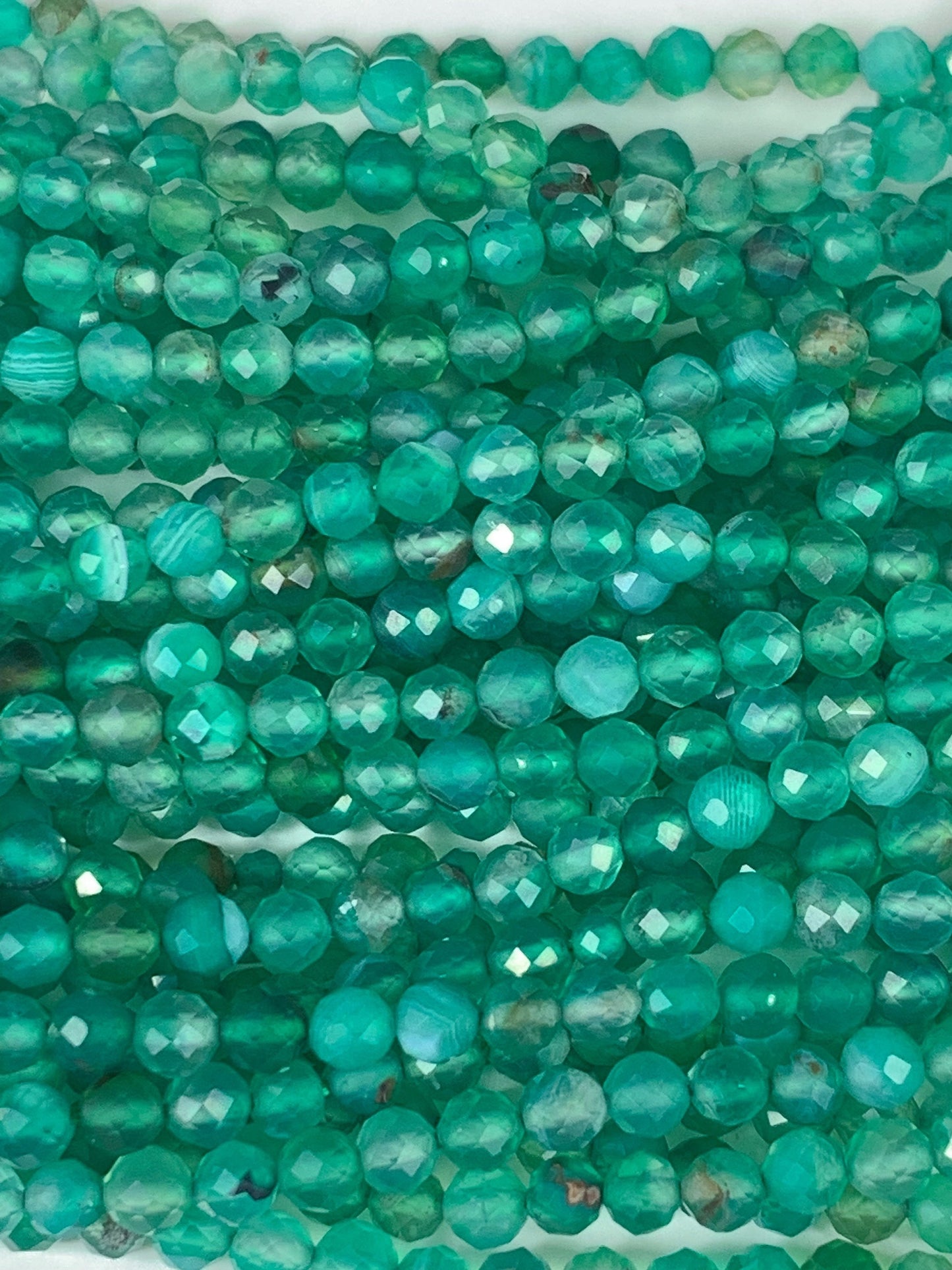 Natural Dyed Green Agate Faceted Round Beads 15.5" Strand 2mm 3mm 4mm