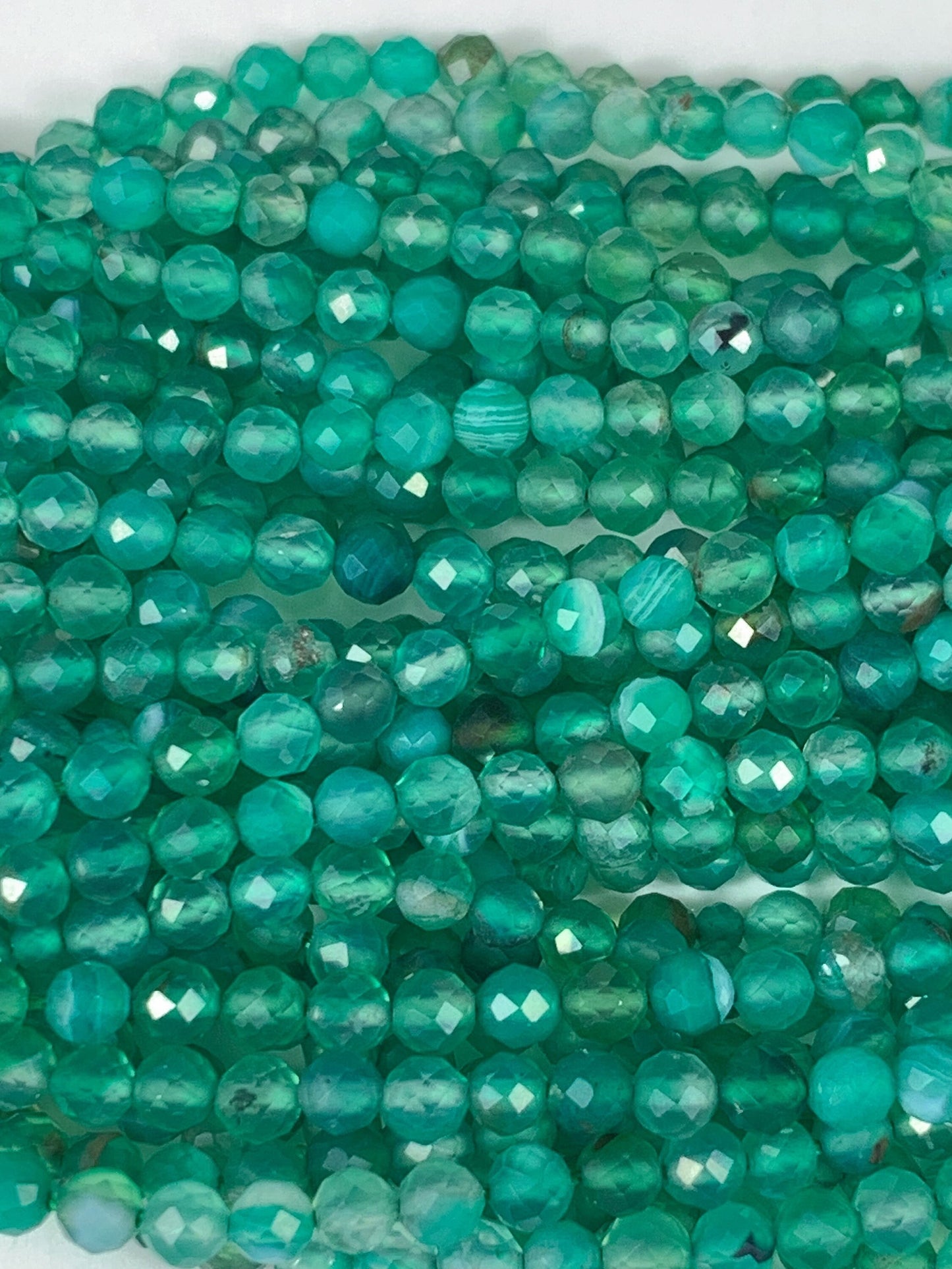 Natural Dyed Green Agate Faceted Round Beads 15.5" Strand 2mm 3mm 4mm