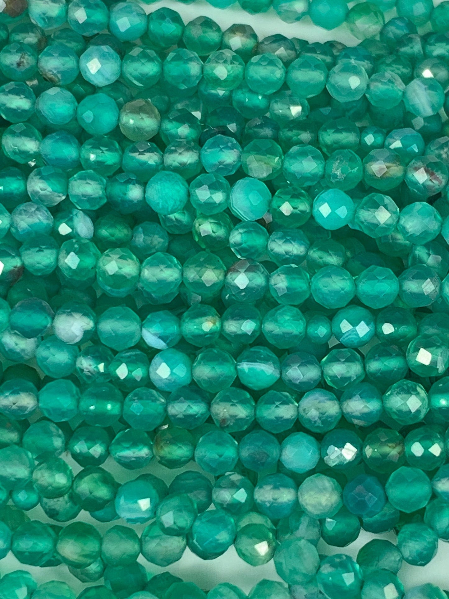Natural Dyed Green Agate Faceted Round Beads 15.5" Strand 2mm 3mm 4mm