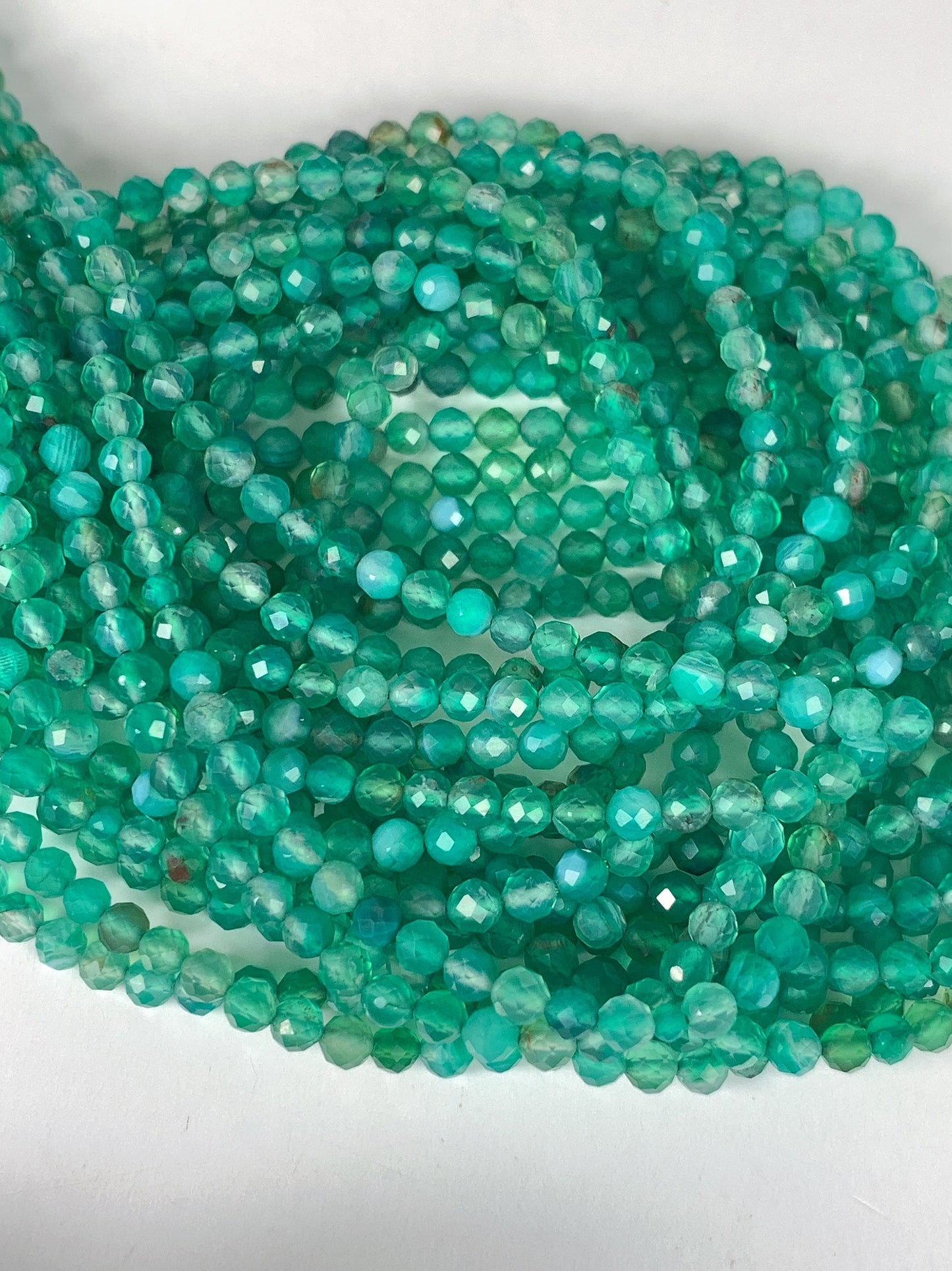 Natural Dyed Green Agate Faceted Round Beads 15.5" Strand 2mm 3mm 4mm