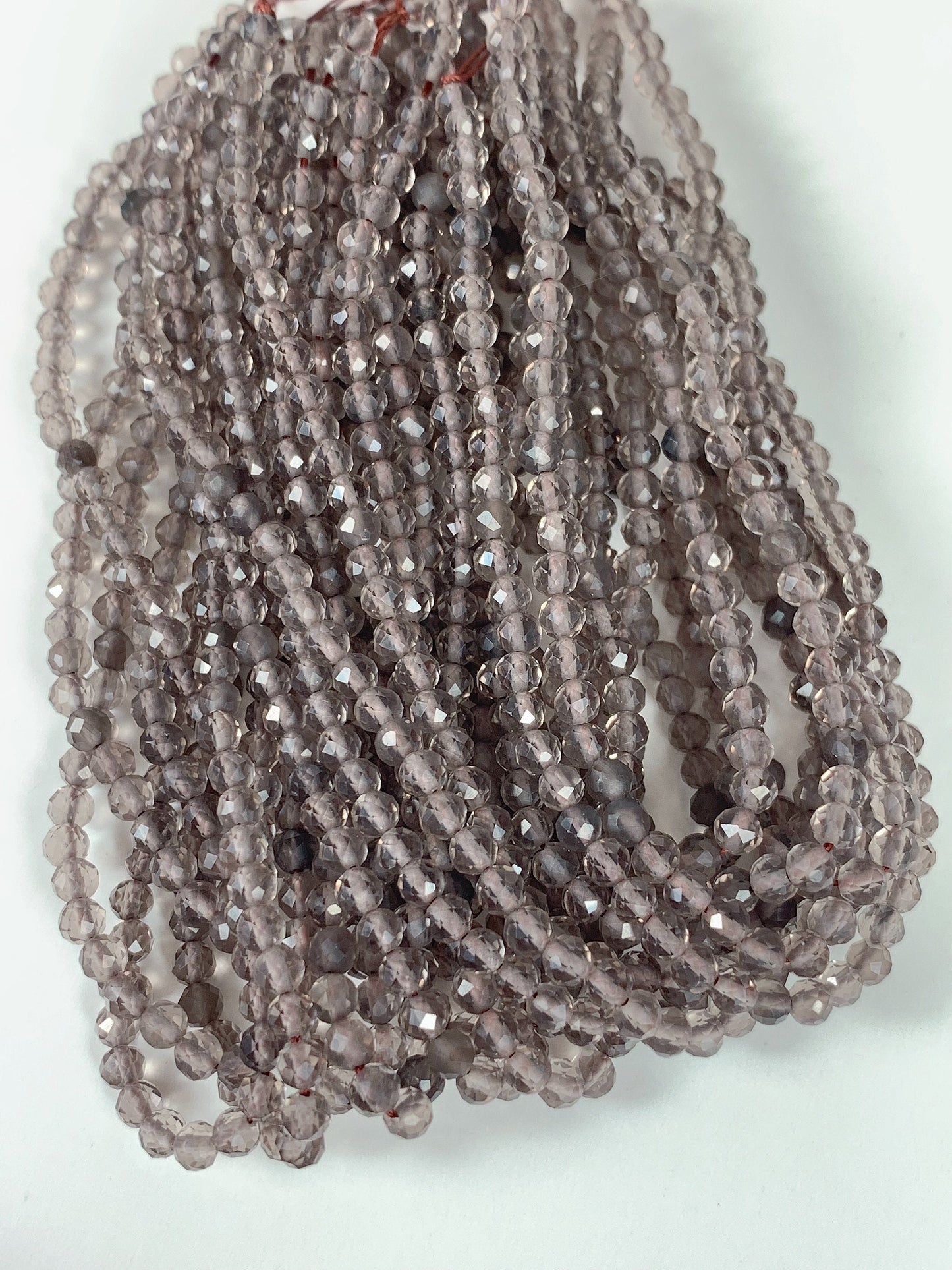 AAA Smoky Ice Obsidian Faceted Round Beads: Natural Gemstone Strand