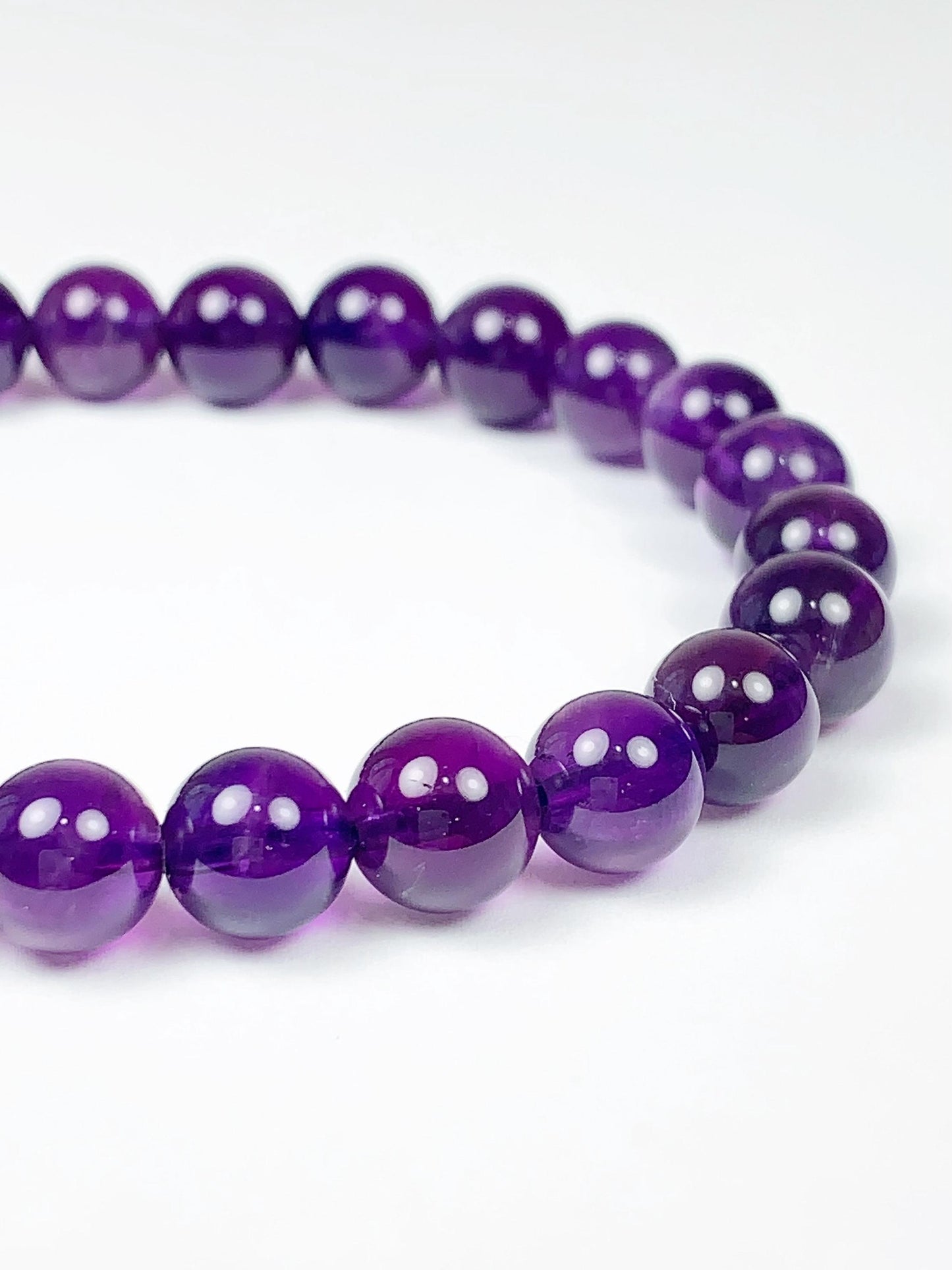 Genuine Natural medium Purple Amethyst Smooth Round Stretch Bracelet 8mm
