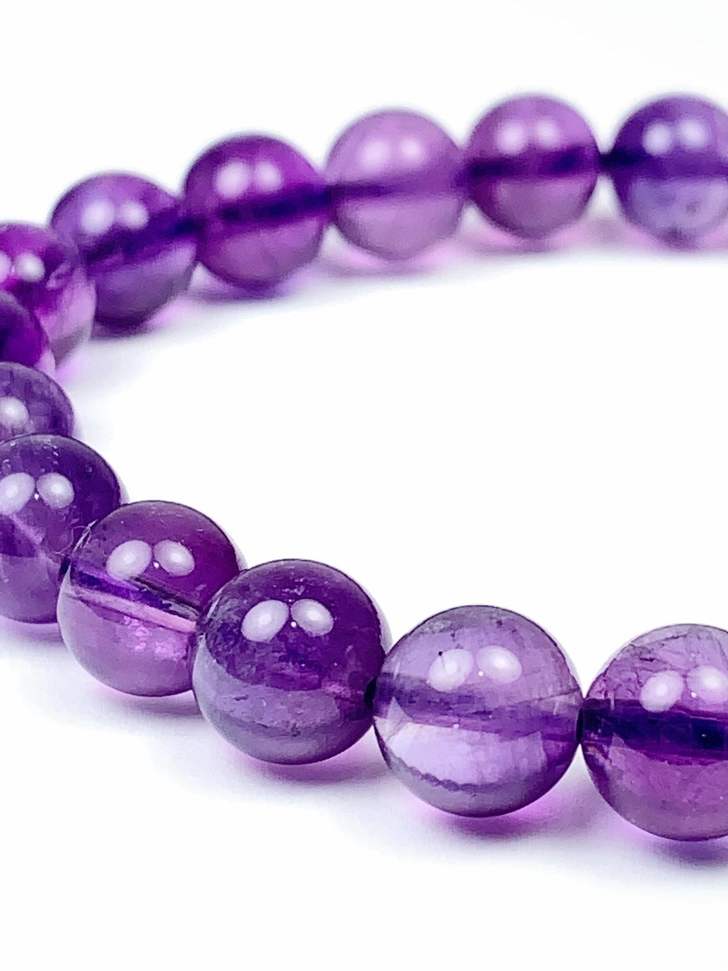 Genuine Natural Light Purple Amethyst Smooth Round Stretch Bracelet 8mm