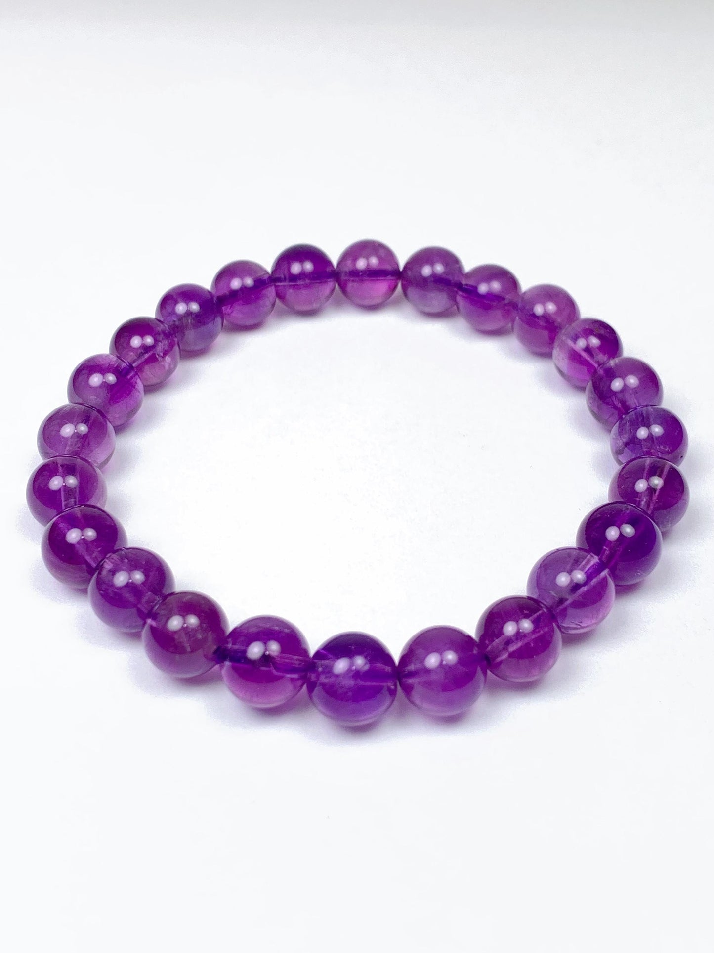 Genuine Natural Light Purple Amethyst Smooth Round Stretch Bracelet 8mm