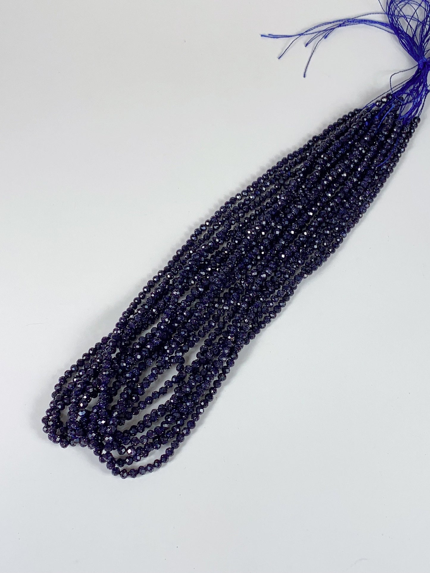 AAA+ Blue Sandstone Faceted Round Beads: 2mm 3mm 4mm, 15.5" Strand