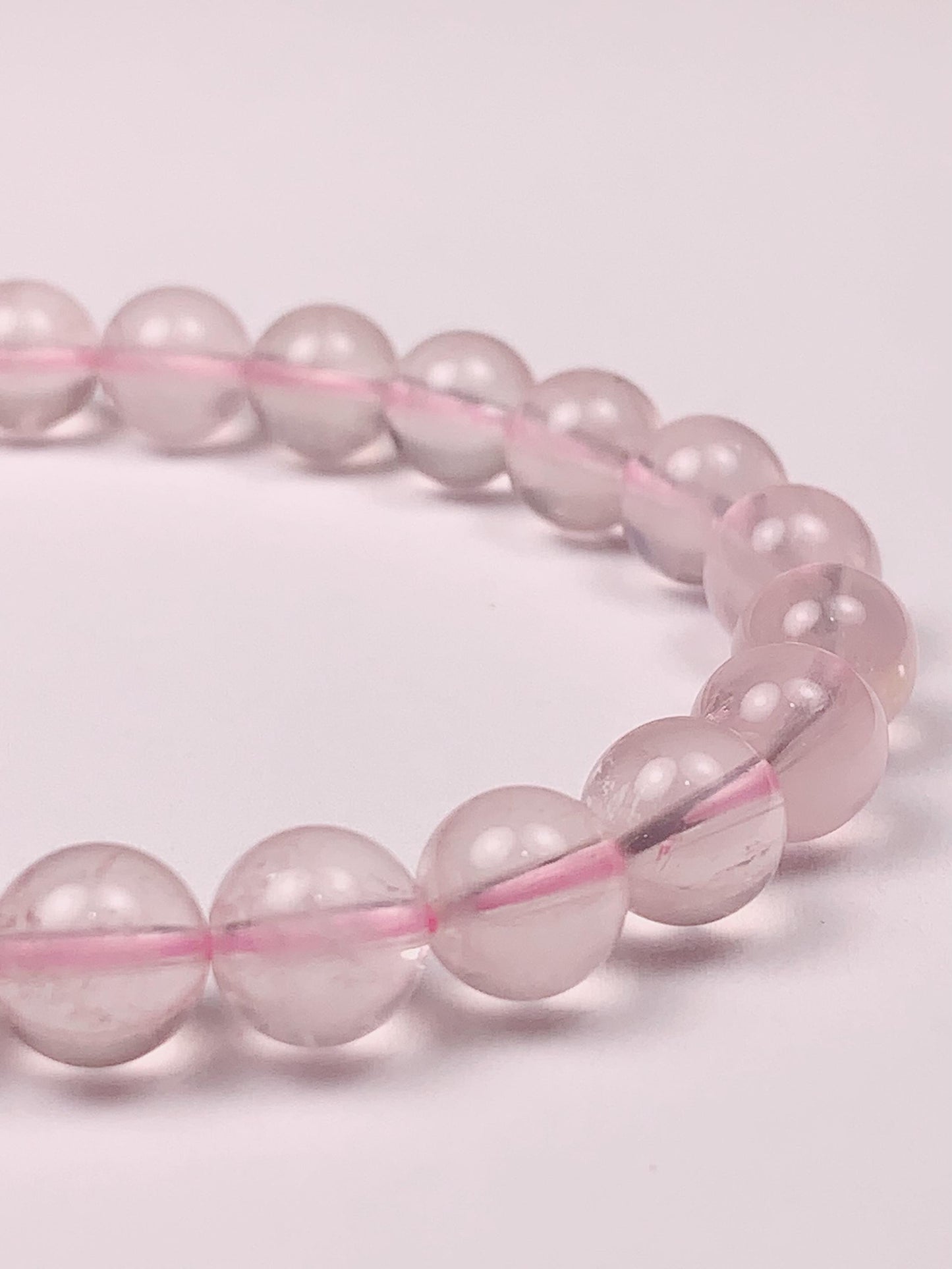 AAA Natural Transparent Light Pink Rose Quartz Bracelet: Smooth Round Gemstone Beads