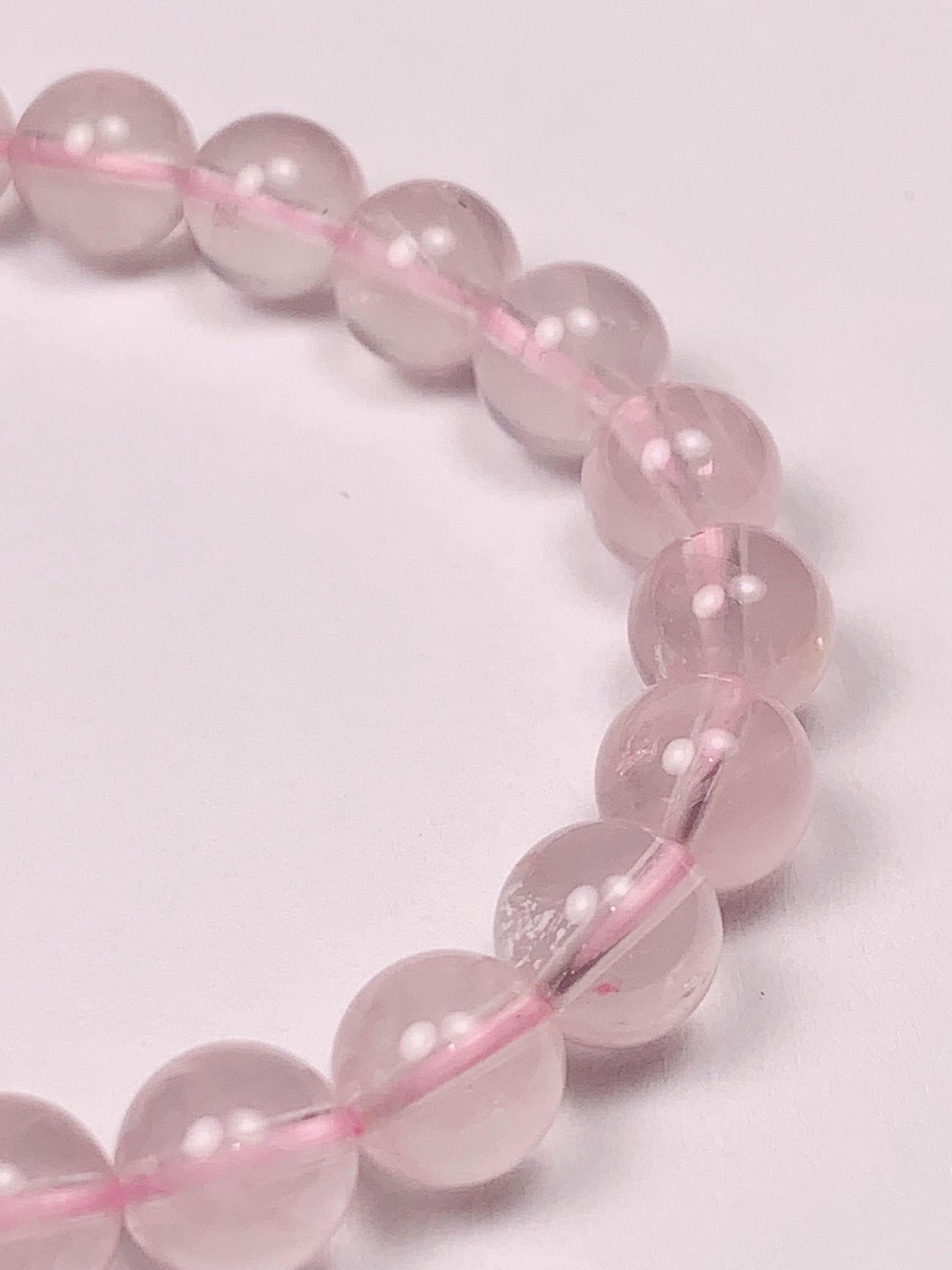 AAA Natural Transparent Light Pink Rose Quartz Bracelet: Smooth Round Gemstone Beads
