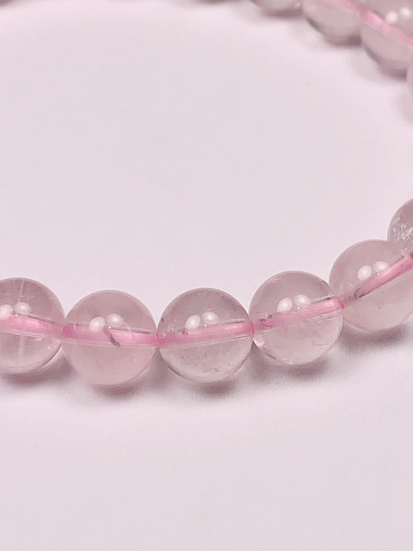 AAA Natural Transparent Light Pink Rose Quartz Bracelet: Smooth Round Gemstone Beads