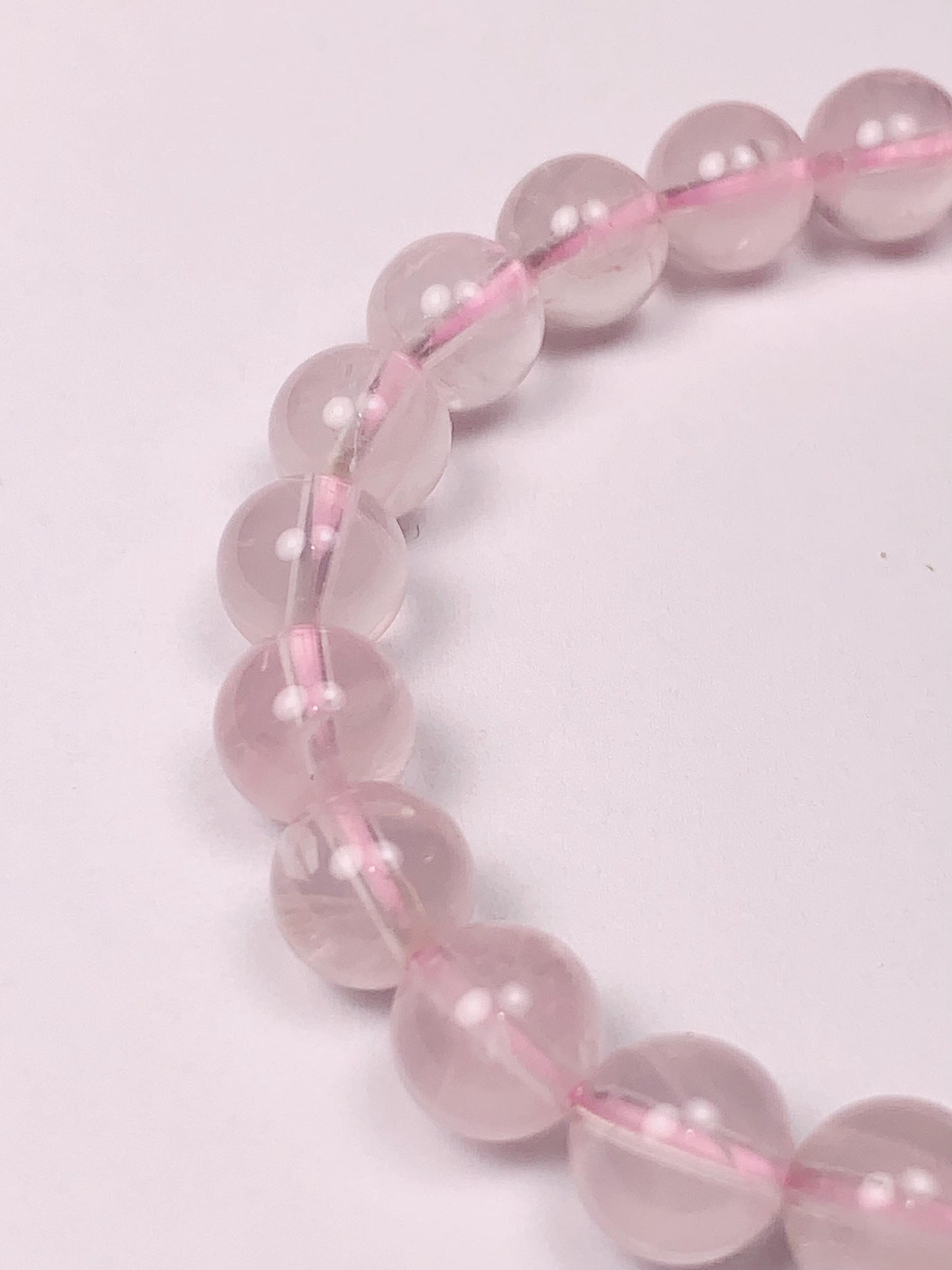 AAA Natural Transparent Light Pink Rose Quartz Bracelet: Smooth Round Gemstone Beads