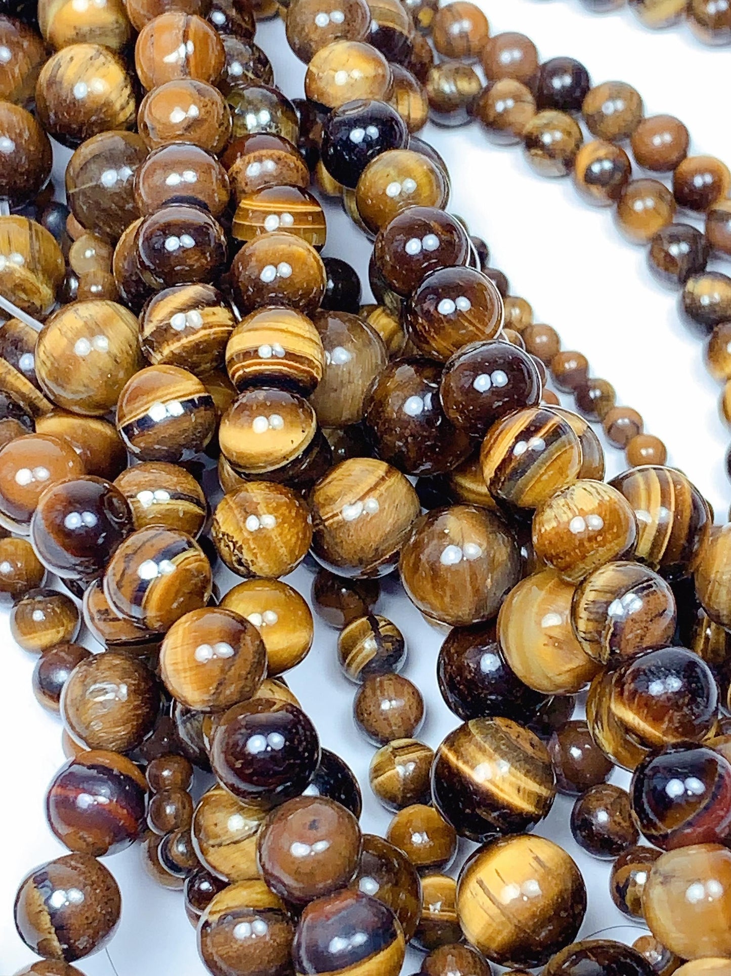 Natural Golden Yellow Tiger's Eye Beads: 6mm 8mm 10mm, 15" Strand