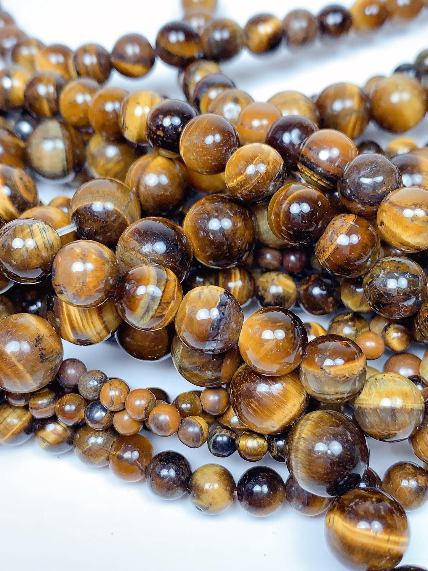 Natural Golden Yellow Tiger's Eye Beads: 6mm 8mm 10mm, 15" Strand