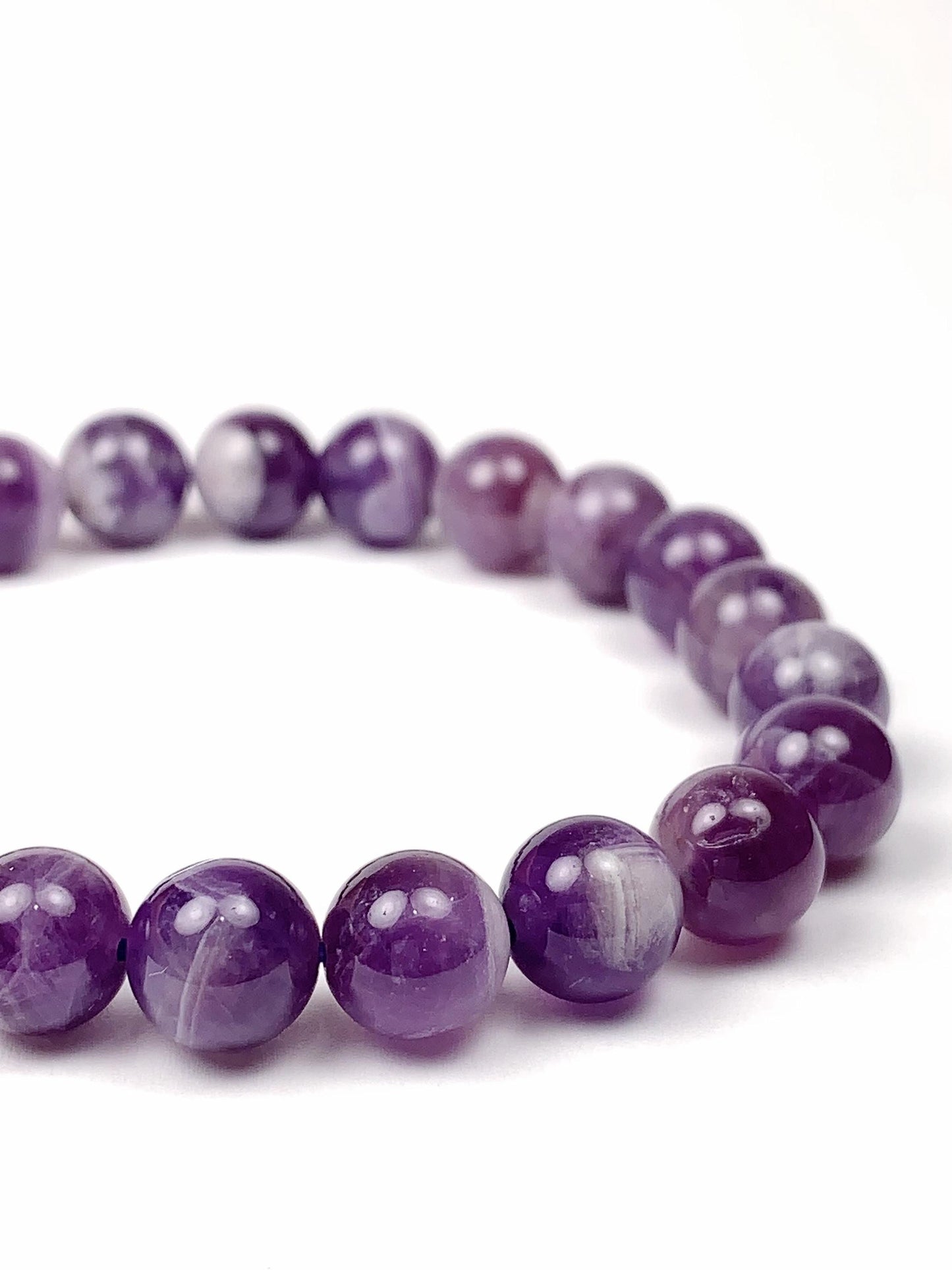 Genuine Natural purple Amethyst Smooth Round Stretch Bracelet 10mm